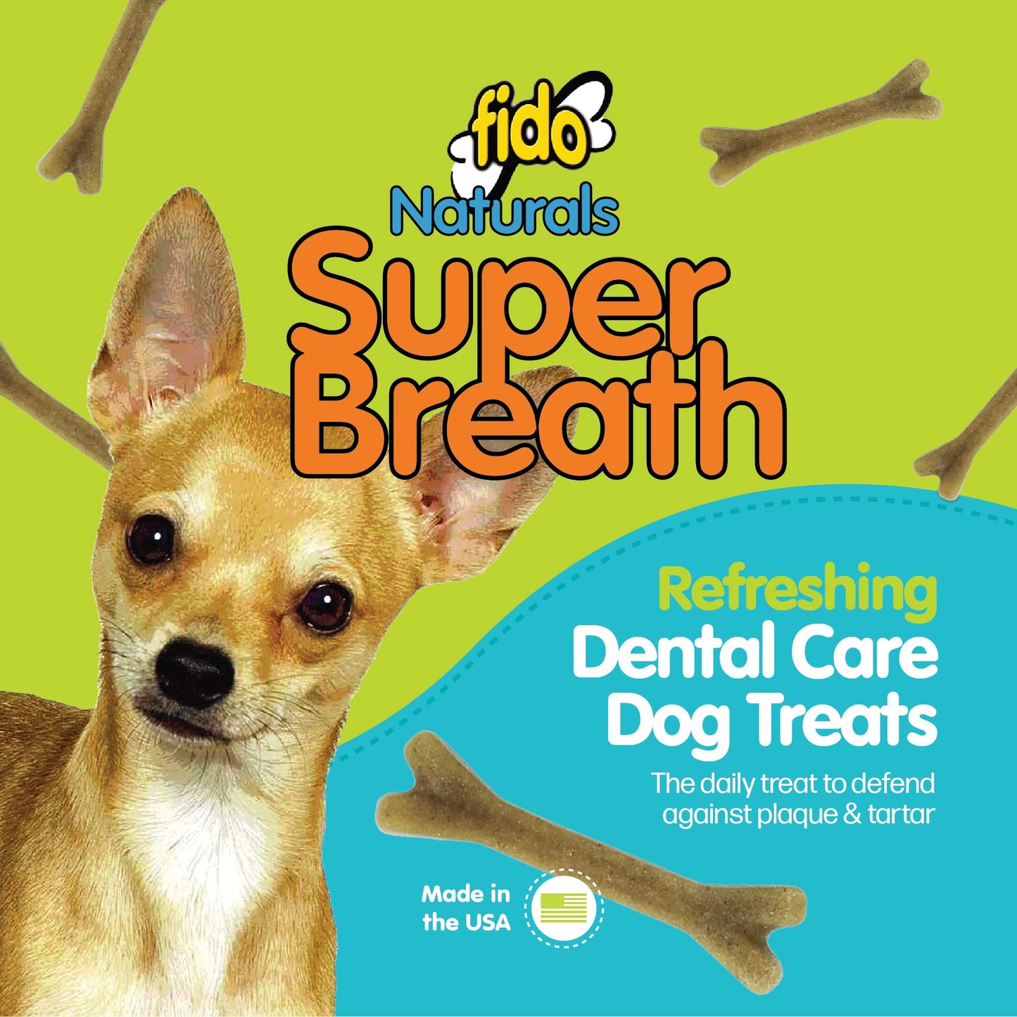 Fido - Super Breath Dental Care Bones for Dogs - 21 Treats/Pack (3 Pack) - Dog Dental Treats for Small Dogs, Made in USA, Dog Dental Chews Help Reduce Plaque, Tartar Buildup & Freshens Breath