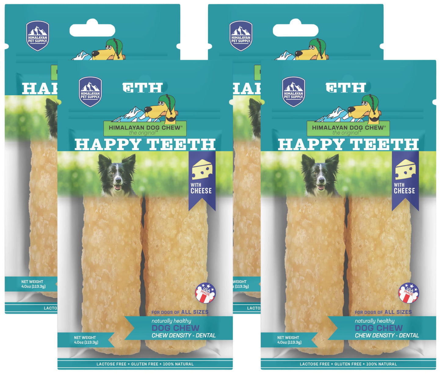 Himalayan Dog Chew Happy Teeth Yak Cheese Dog Chews Dental Chews, 100% Natural, Long Lasting, Gluten Free, Healthy & Safe Dog Treats for Oral Health, Lactose & Grain Free, Protein Rich, 2 Chews