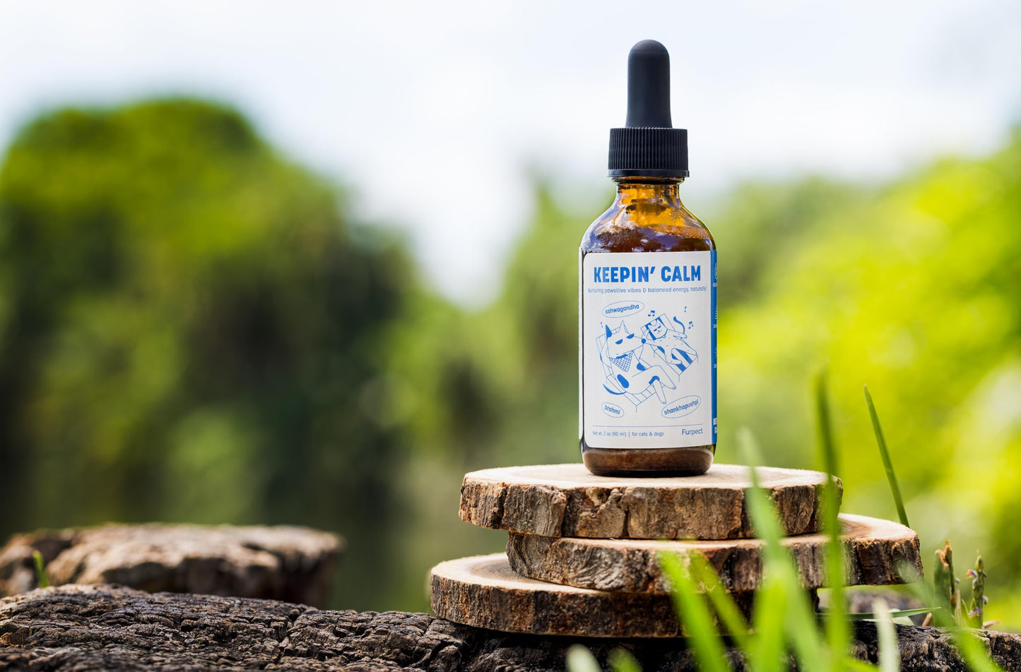Furpect Keepin' Calm, Natural Herbal Tincture, Anxiety Relief for Dogs & Cats from Stress, Fireworks, Motion, Separation, Storm. Ashwagandha, Herbal Calming, Sleep and Stress Relief Aid, 60ml.