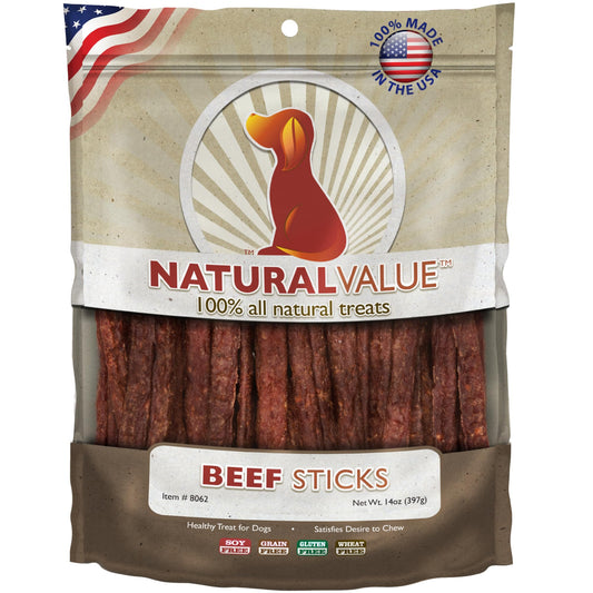 Loving Pets Natural Value Beef Sticks - Soft Jerky Dog Treats for Large & Small Breeds - Healthy Gluten, Wheat, Soy & Grain Free Pet Treats for Dogs