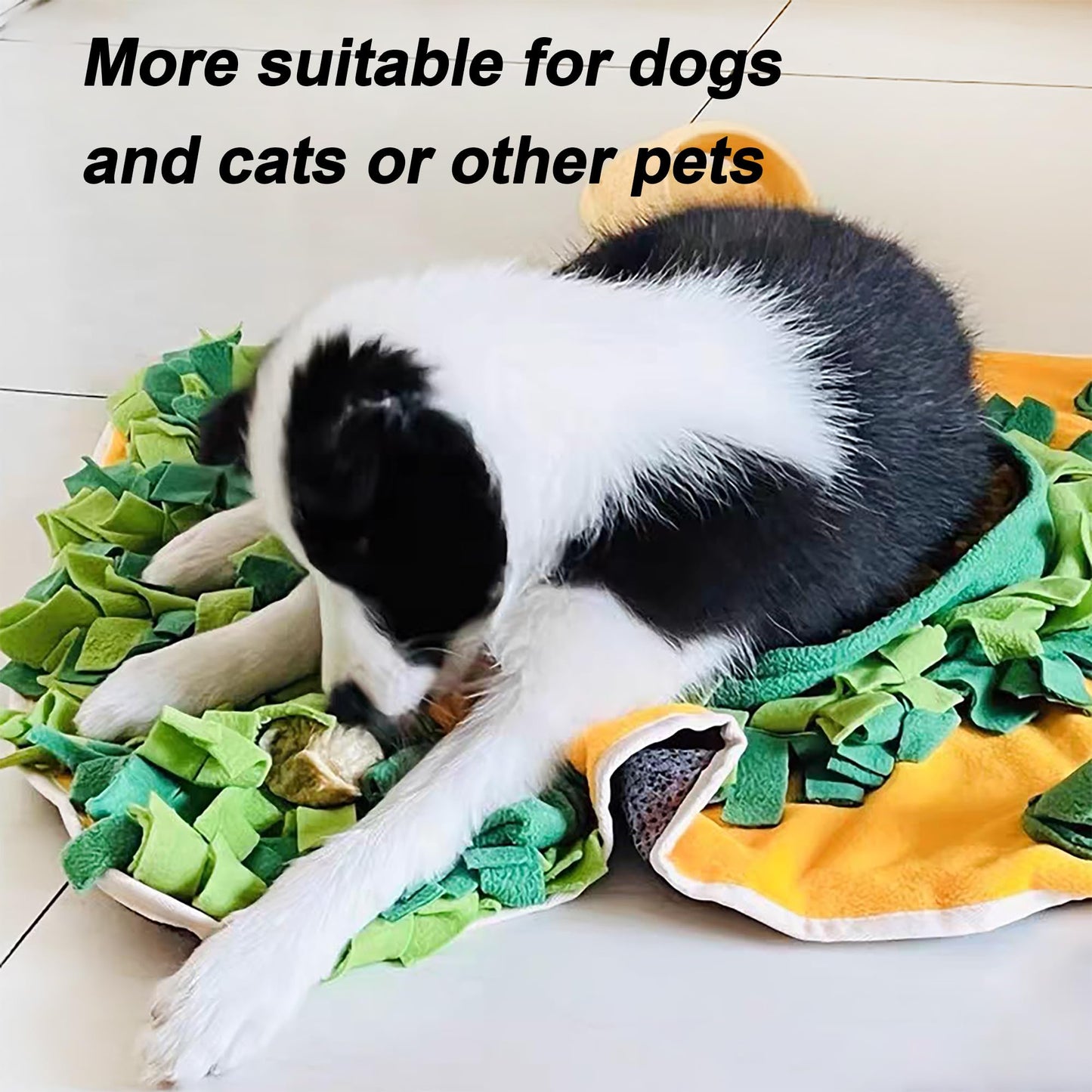 BADQIAO Pet Olfactory Feeding Pad Training Mat Dogs Cats Interactive Puzzle Toy Natural Foraging Tool Slow Feeding Snack Hiding Blanket (Spring)