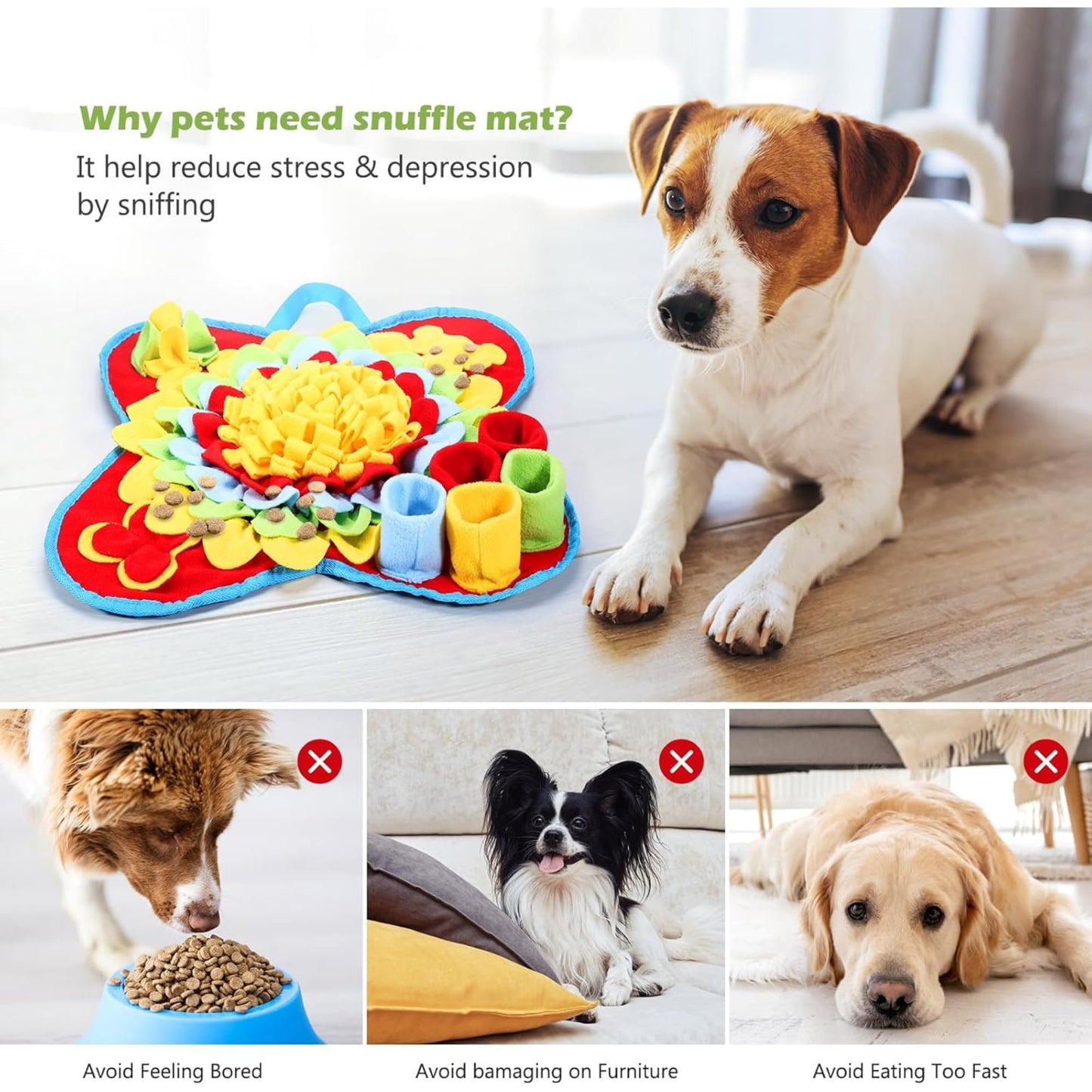 PUPTOPIA Snuffle Mat for Dogs – Interactive Dog Enrichment Toy for Nosework Training, Slow Feeding & Anxiety Relief | Durable, Non-Slip, Machine Washable Feeding Mat for Small & Large Dogs