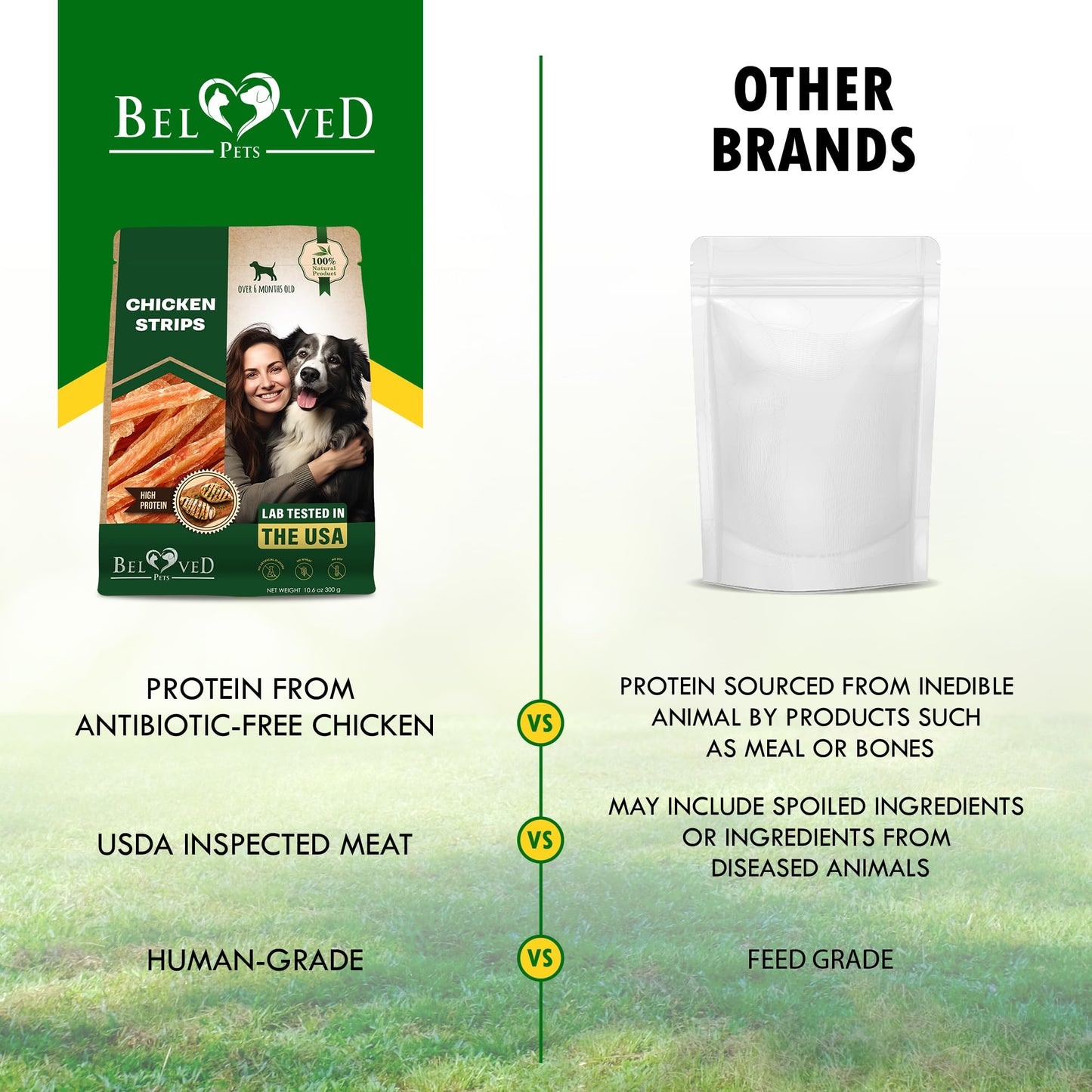 Beloved Pets Dog Treats Chicken Jerky Strips 11 oz - Human Grade Meat Sticks - Natural Pet Dried Snacks Rawhide - Free - Long Lasting Chews for Large & Small Dogs - Best for Training & Healthy Teeth