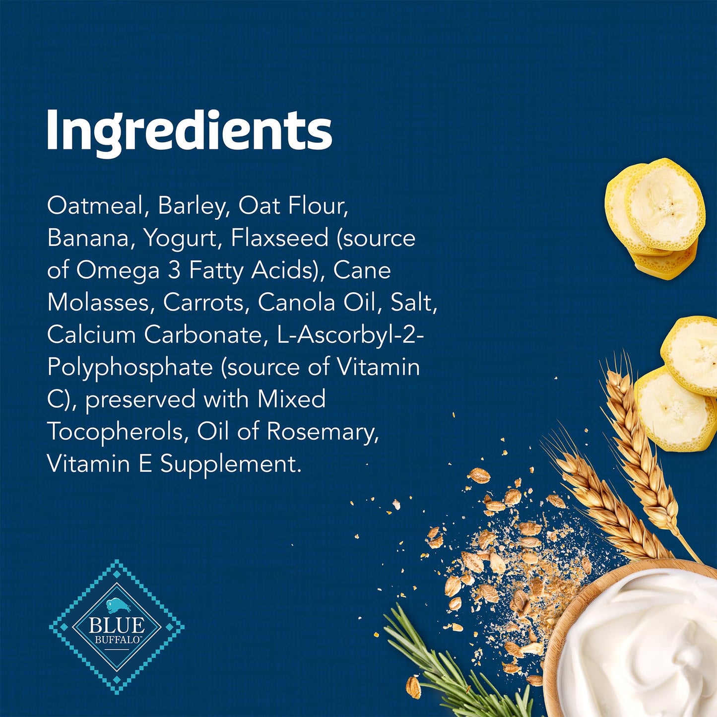 Blue Buffalo Health Bars Crunchy Dog Biscuits, Oven-baked Dog Treats Made with Natural Ingredients, Bananas & Yogurt, 16-oz Bag