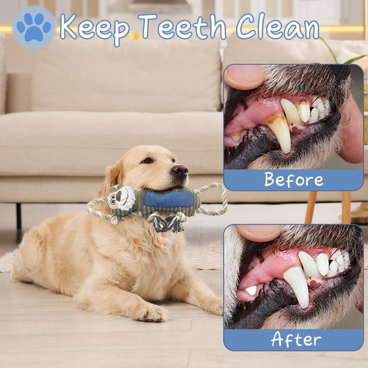 BUYPOW Funny Plush Dog Chew Toys, Squeaky Dog Toys, Interactive Tug of War Puppy Toys, Stuffed Dog Toys for Small, Medium and Large Dogs - Monkey