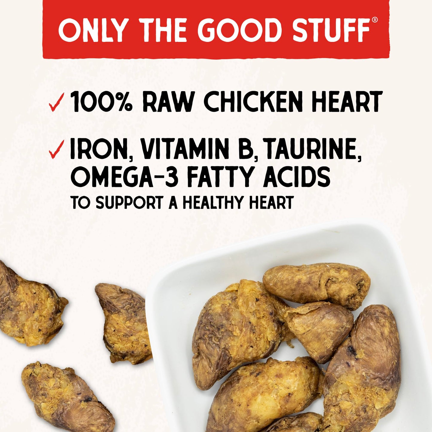 Stella & Chewy's Freeze-Dried Raw Chicken Heart Dog Treats - Single Ingredient, No Additives - Premium Training Treats - Perfect For Picky Eaters - 11oz Bag
