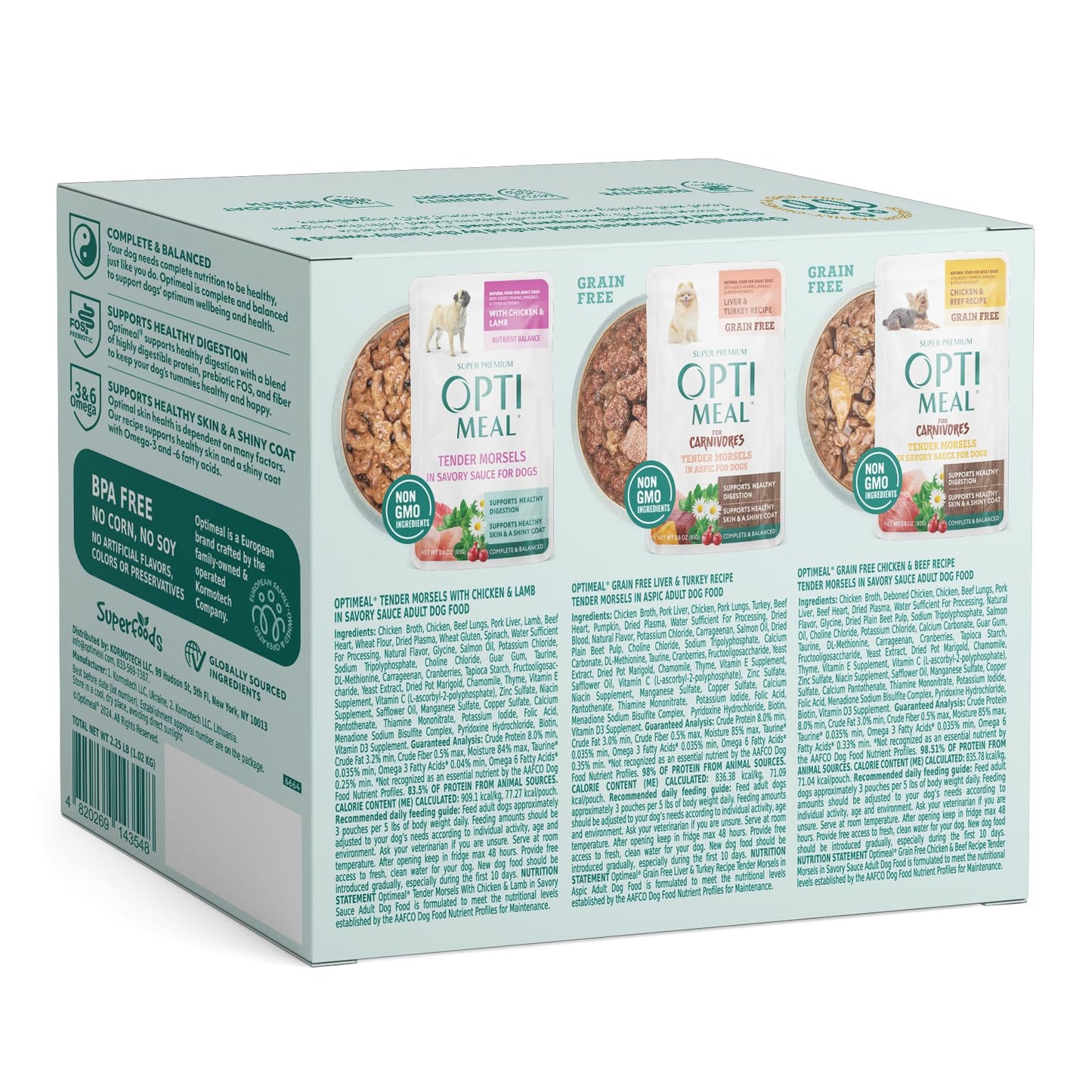 Optimeal Wet Dog Food Small Breed Variety Pack - Grain Free Recipe High Protein Tender Morsels in Aspic Made with Natural Ingredients for Adult Dogs, Premium Nutrition Pouches - 3oz Pouch (Pack of 12)