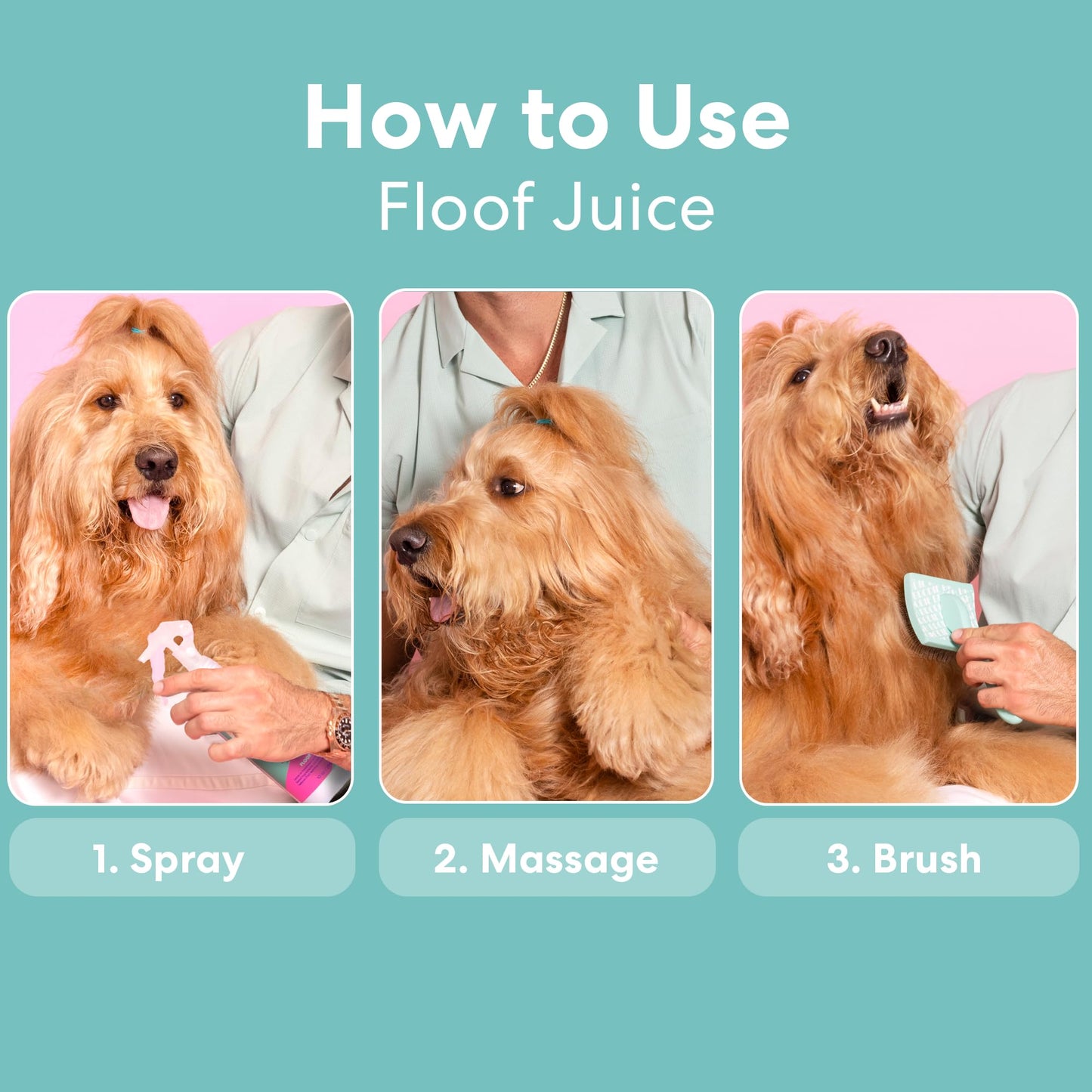 Floof by Brodie Floof Juice Dry Shampoo for Dogs - Hypoallergenic Conditioning Detangling - No Rinse Spray for Odor Control for Smelly Dogs, Waterless - Made in USA (10oz)