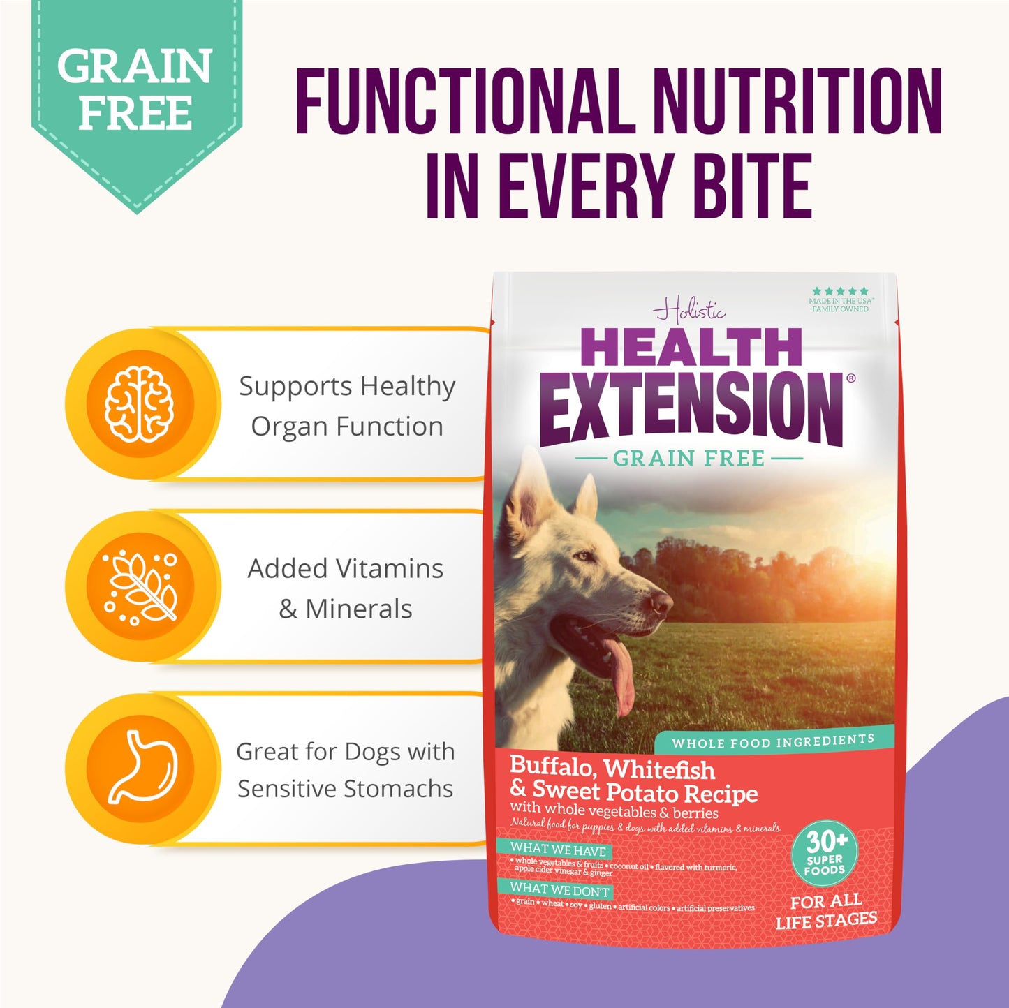 Health Extension Little Bites Buffalo & Whitefish Dry Dog Food (1 lb / 0.45 kg) – Grain-Free with Omega 3 & Whole Foods for Teacup, Toy & Small Breeds