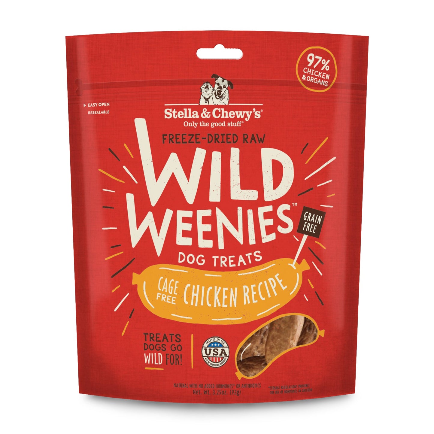 Stella & Chewy's Freeze-Dried Raw Wild Weenies Dog Treats - High-Protein Training Treats for Dogs & Puppies - All-Natural Chicken Recipe with 97% Meat & Organs - USA Made - 3.25 oz Bag