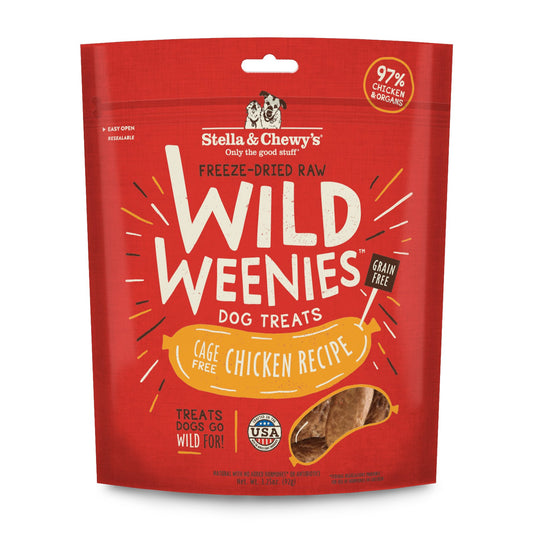Stella & Chewy's Freeze-Dried Raw Wild Weenies Dog Treats - High-Protein Training Treats for Dogs & Puppies - All-Natural Chicken Recipe with 97% Meat & Organs - USA Made - 3.25 oz Bag