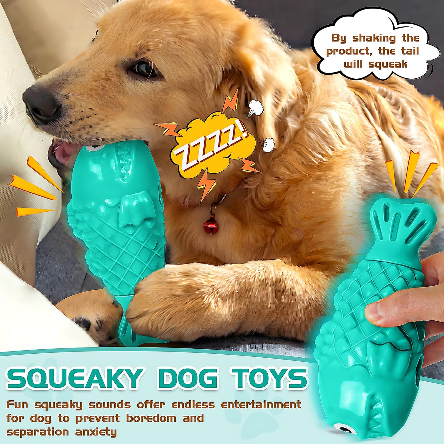 Durable Dog Toys to Keep Them Busy - Tough Treat Dispensing Chew Toy with Bacon Flavor & Squeaker for Aggressive Chewers, Interactive Mental Stimulation for Large Breeds (Green)