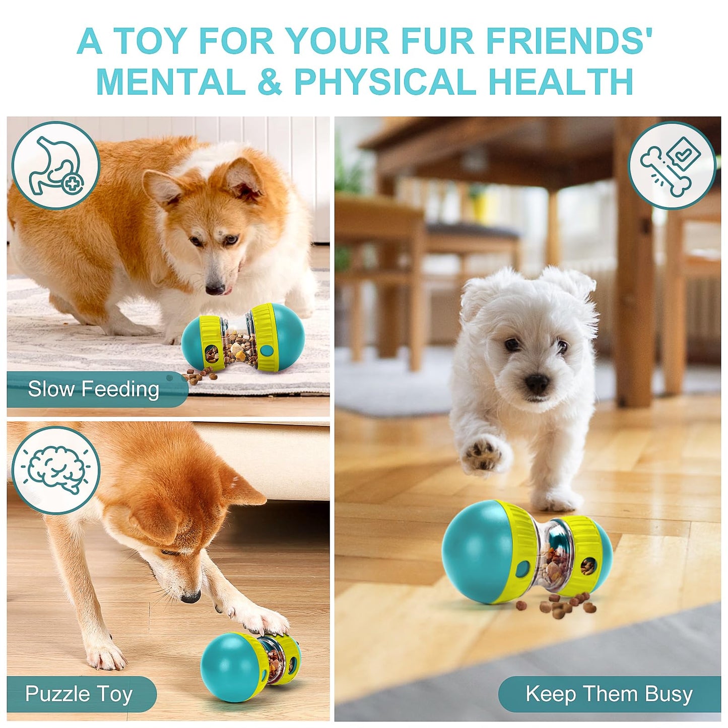 YECERCAN Dog Treat Toy, Interactive Treat Dispensing Dog Toys, Adjustable and Durable Dog Puzzle Toy for Small/Medium/Large Breed Dogs to Keep Them Busy (Green)