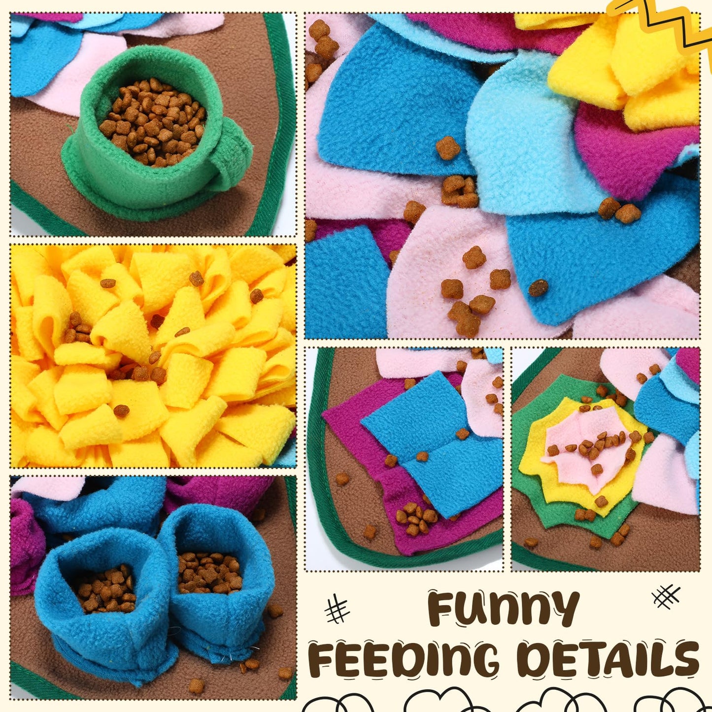 Arrowbash Snuffle Mat for Dogs Cats 18.8 x 18.8 Inch Interactive Sniff Feeding Mat with 2 Pack Toy Balls for Small & Medium Puppies, Encourages Natural Foraging Skills, Training and Stress Release