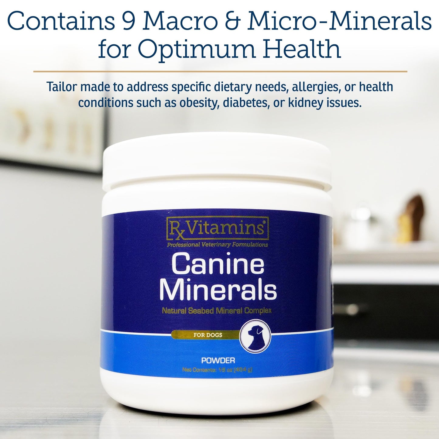 Rx Vitamins Canine Minerals - Essential Minerals for Dogs - Calcium, Magnesium, Iron Supplement, Bone and Joint Supplement for K9, Immune Support - 16oz