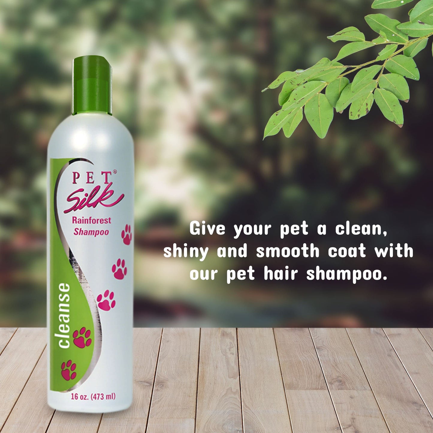 Pet Silk Rainforest Clean Scent Shampoo 16oz, Long-Lasting Fragrance for Your Pet's Coat, Cleanser for Both Dogs and Cats, Infused with Vitamin E, Gentle & Safe for Your Pet's Skin and Coat!