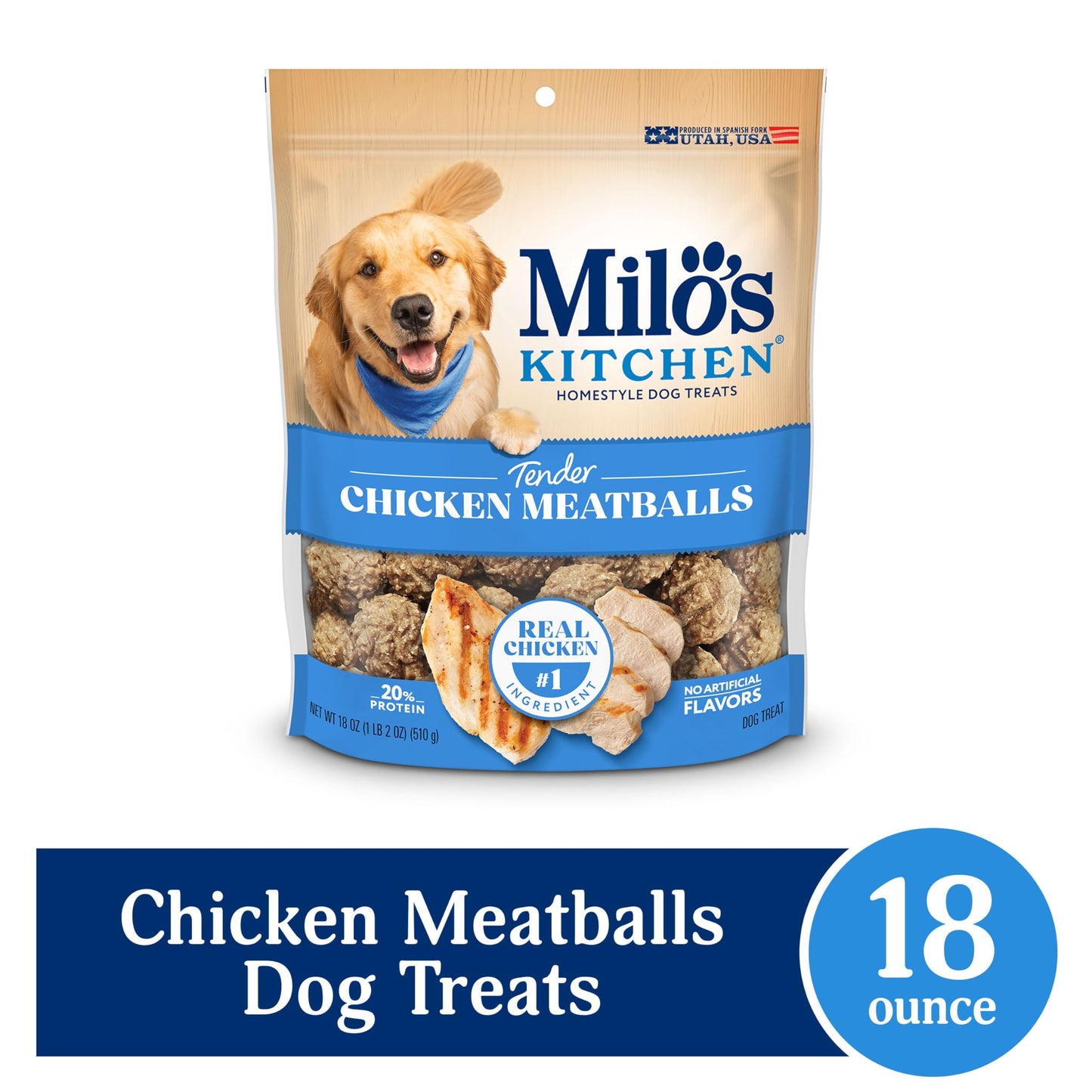 Milo's Kitchen Chicken Meatballs Dog Treats, 18-Ounce
