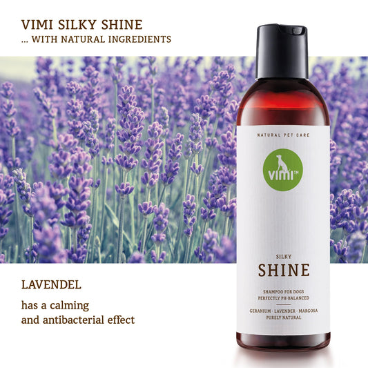animaux vimi – Silky Shine Dog Shampoo for Sensitive Skin - Relief for Dry, Itchy Skin - Provides Extra Shine - Purely Natural Ingredients - Lavender - Perfectly PH-Balanced - Pet Care - 8.45 fl oz