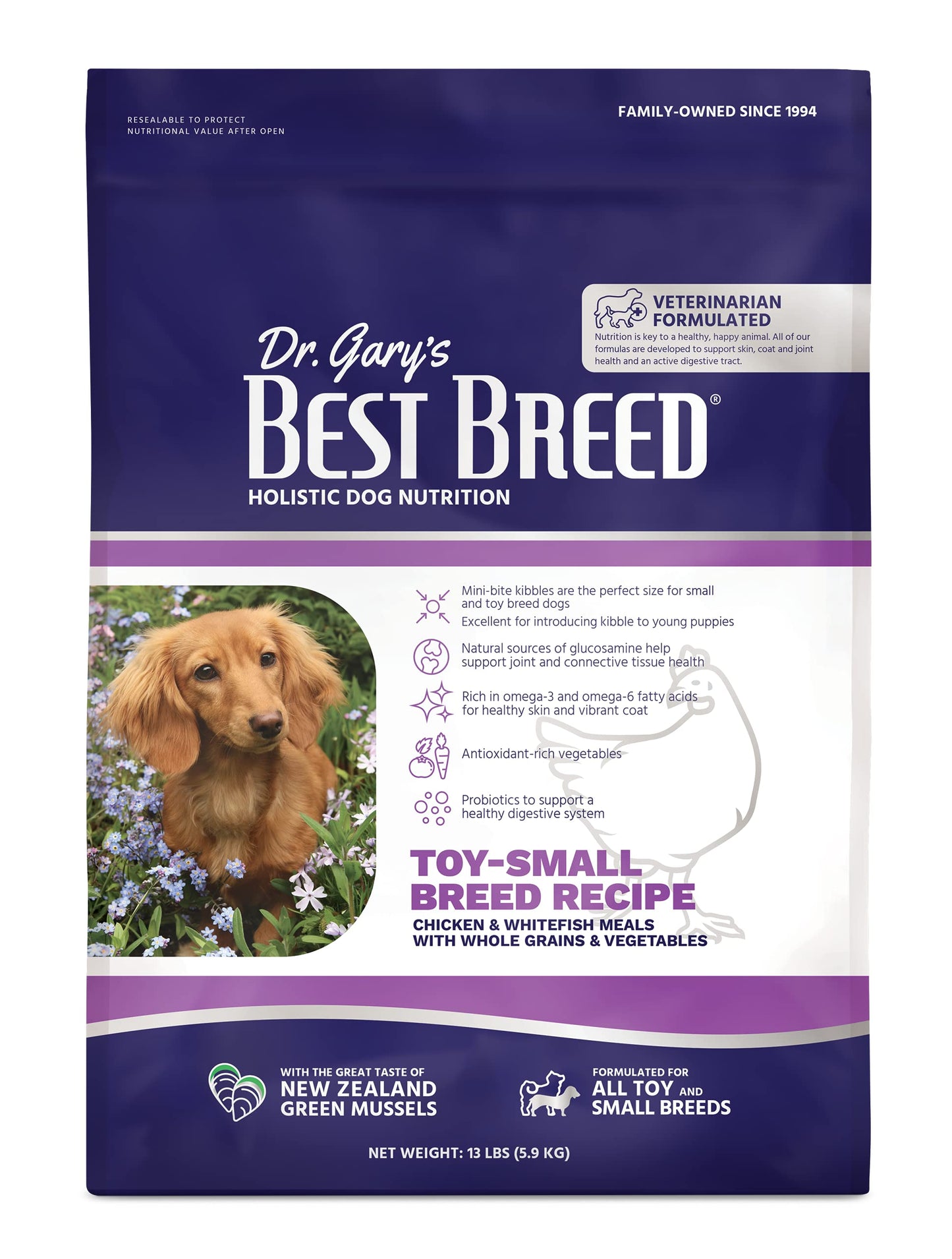 Best Breed Dr. Gary's Small Breed Recipe Made in USA [Natural Dry Dog Food for All Breeds and Sizes] - 13lbs