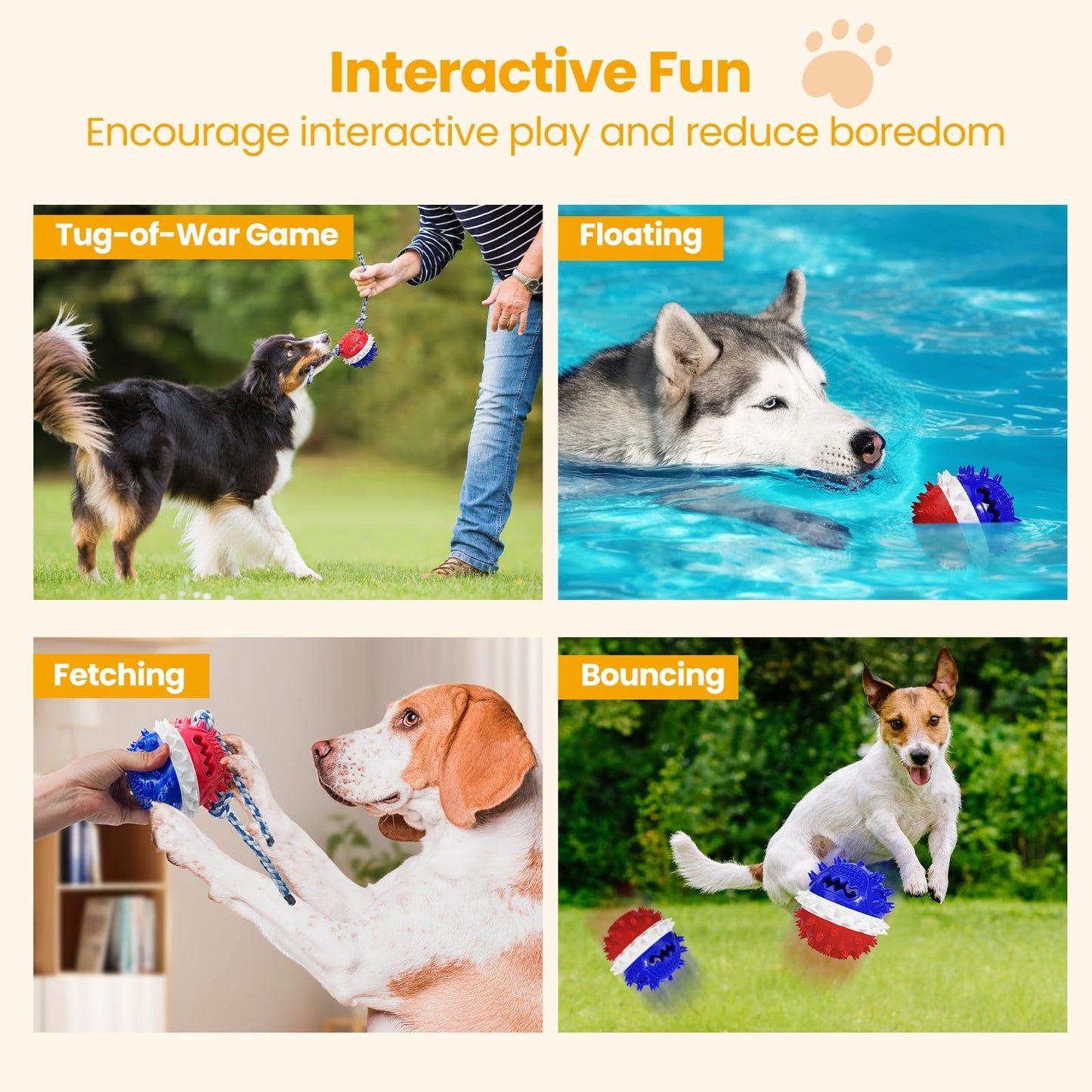 HGB Squeaky Dog Puzzle Toy for Boredom, Interactive Treat Dispensing Dog Toys to Keep Them Busy for IQ Training & Slow Feeder, Pet Enrichment, Teeth Cleaning & Reduce Boredoem