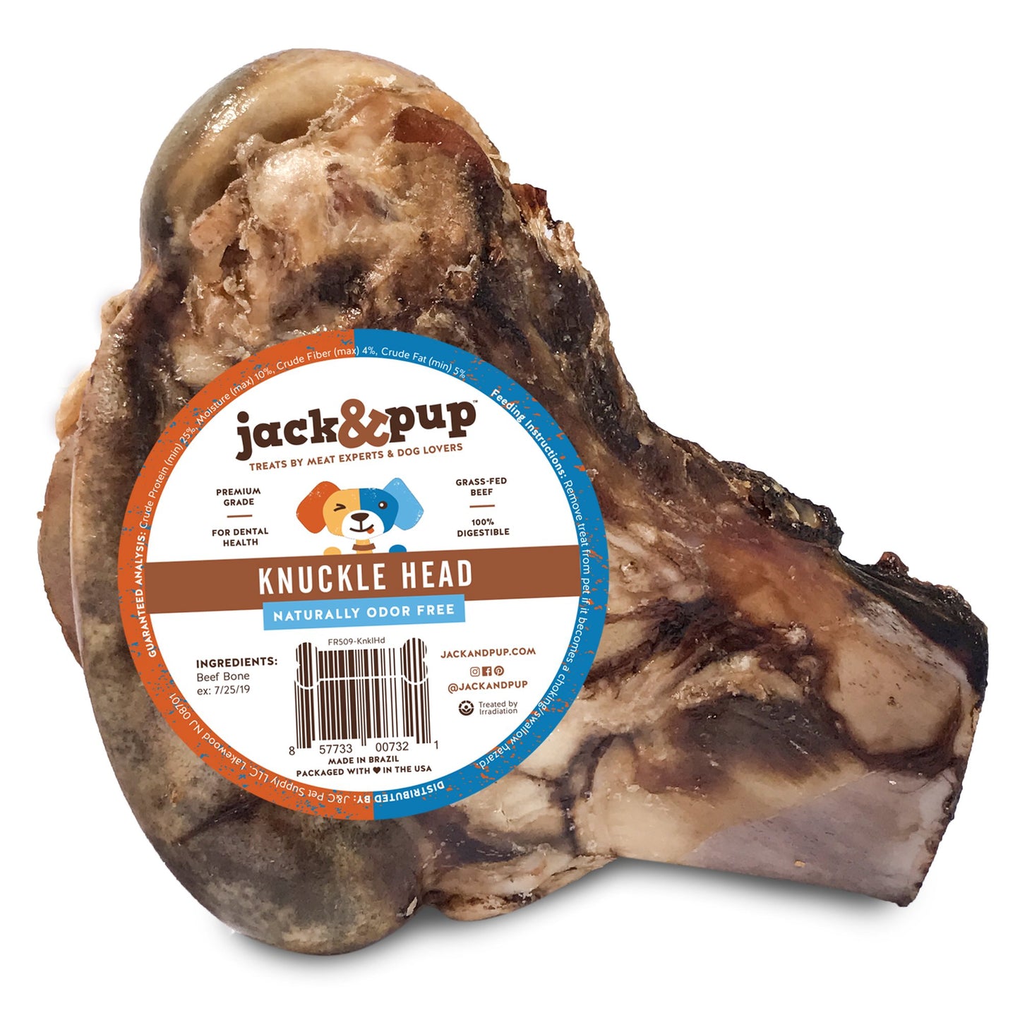 Jack & Pup Beef Knuckle Bones for Dogs, Natural Dog Knuckle Bones for Large Dogs – Savory Smoked Beef Flavor - 1 Pack