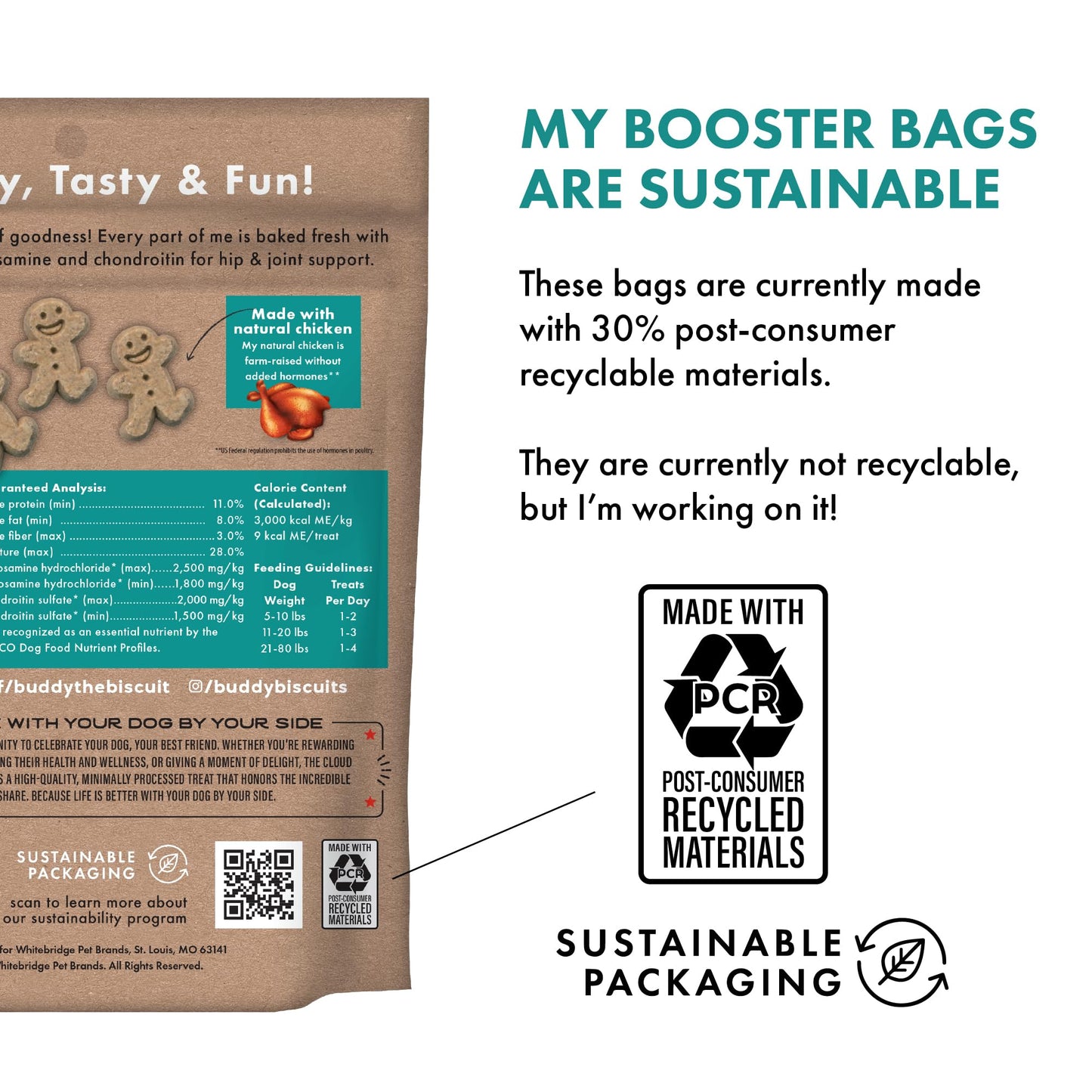 Buddy Biscuits Boosters 5 oz. Bag of Hip and Joint Soft Chews Dog Treats Made with Natural Chicken