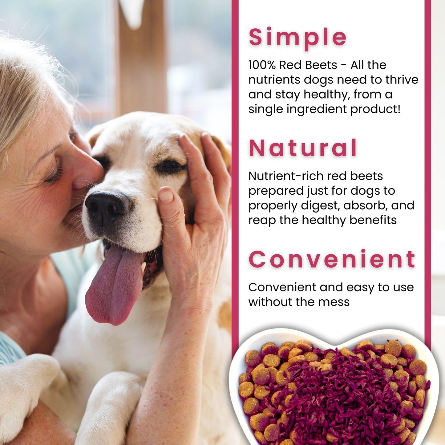 Olewo Red Beets for Dogs Granular – Natural Anti Itch Dog Food Topper, Immune, Cleansing, Skin & Coat Support, Dehydrated Whole Food Multivitamin & Fiber, 22 oz