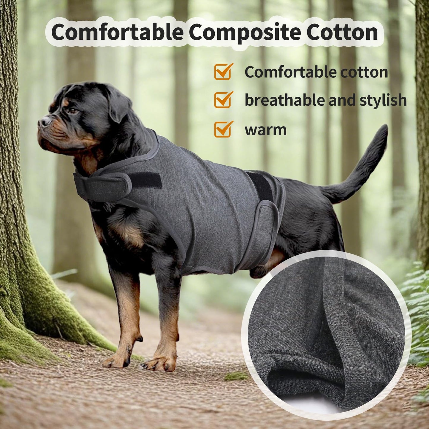 LAROTSUBA Dog Anxiety Vest,Pet Thunder Jacket Calming Jacket,Dogs Anxietys Relief Coat,Breathable Pets Shirt for Thunderstorm（Gray L）