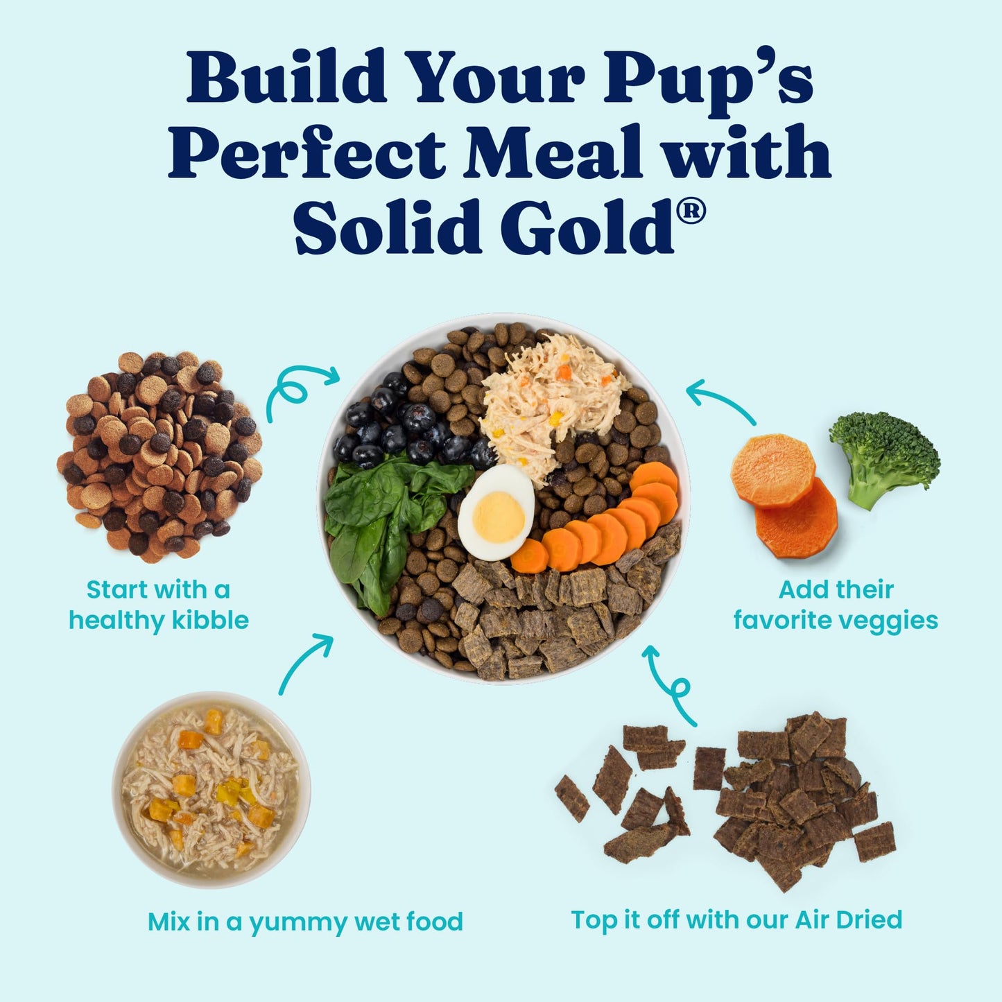 Solid Gold Wet Dog Food Topper & Meal Cups - for Adult & Senior Small Breed & Large Breed Dogs - W/Salmon, Chicken & Superfoods for Sensitive Stomachs, Gut Health & Skin & Coat Support - 3.5oz/6 Pack