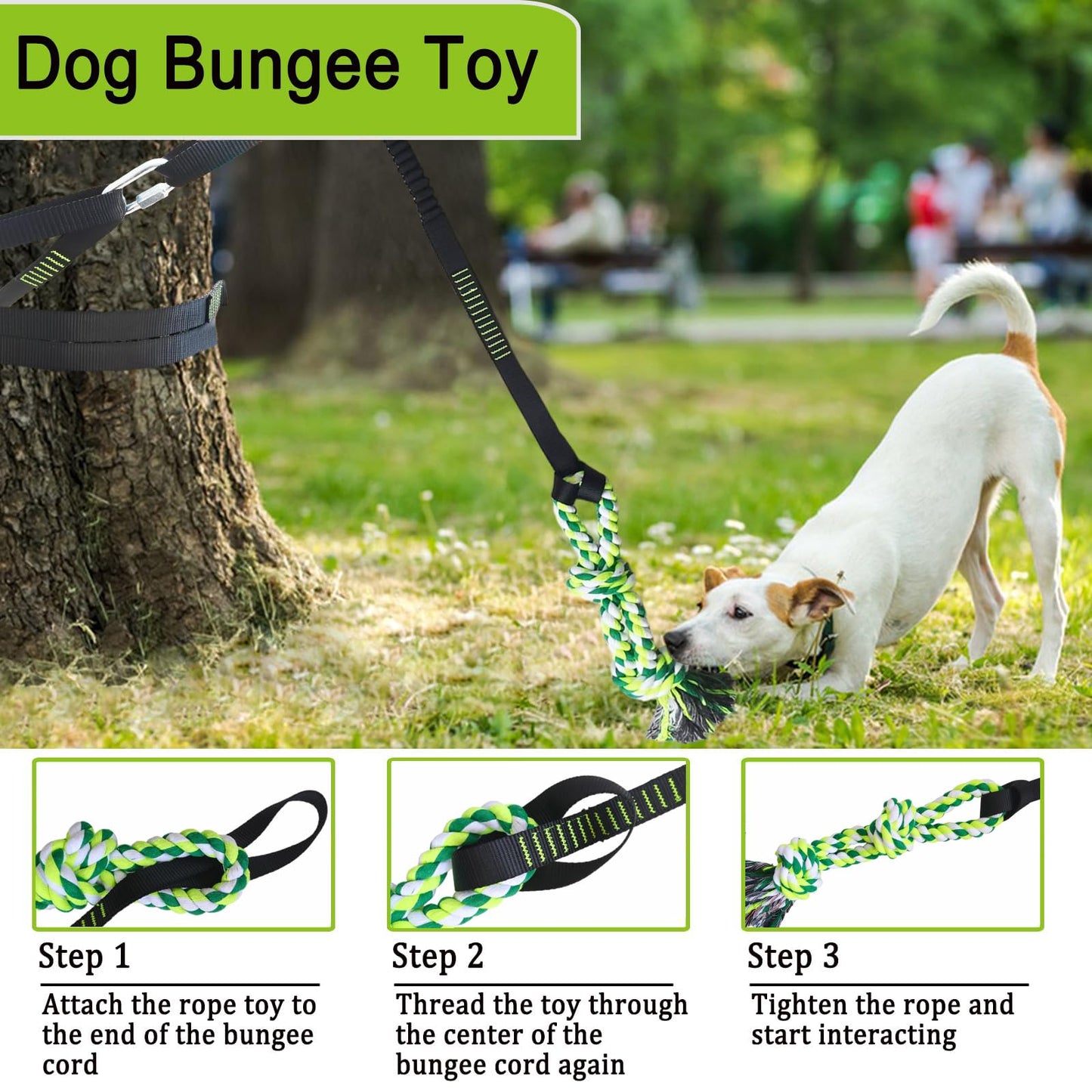 TUAHOO Outdoor Hanging Dog Bungee Tug Solo Toy, Tree Tugger Pull Rope & Tether Tug a War for Pitbull Medium Large Aggressive Chewers, Interactive Exercise Play Cord, 2 Dog Rope Toys