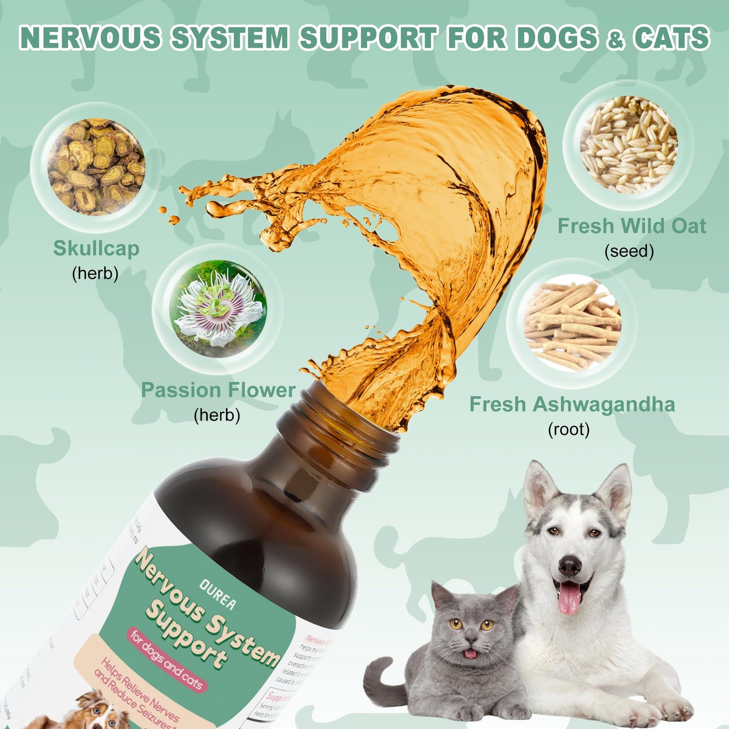 Seizure & Nervous System Support for Dogs and Cats – Herbal Drops with Valerian & Passionflower – Helps Calm Anxiety, Reduce Twitching & Support Brain Health (60mL)
