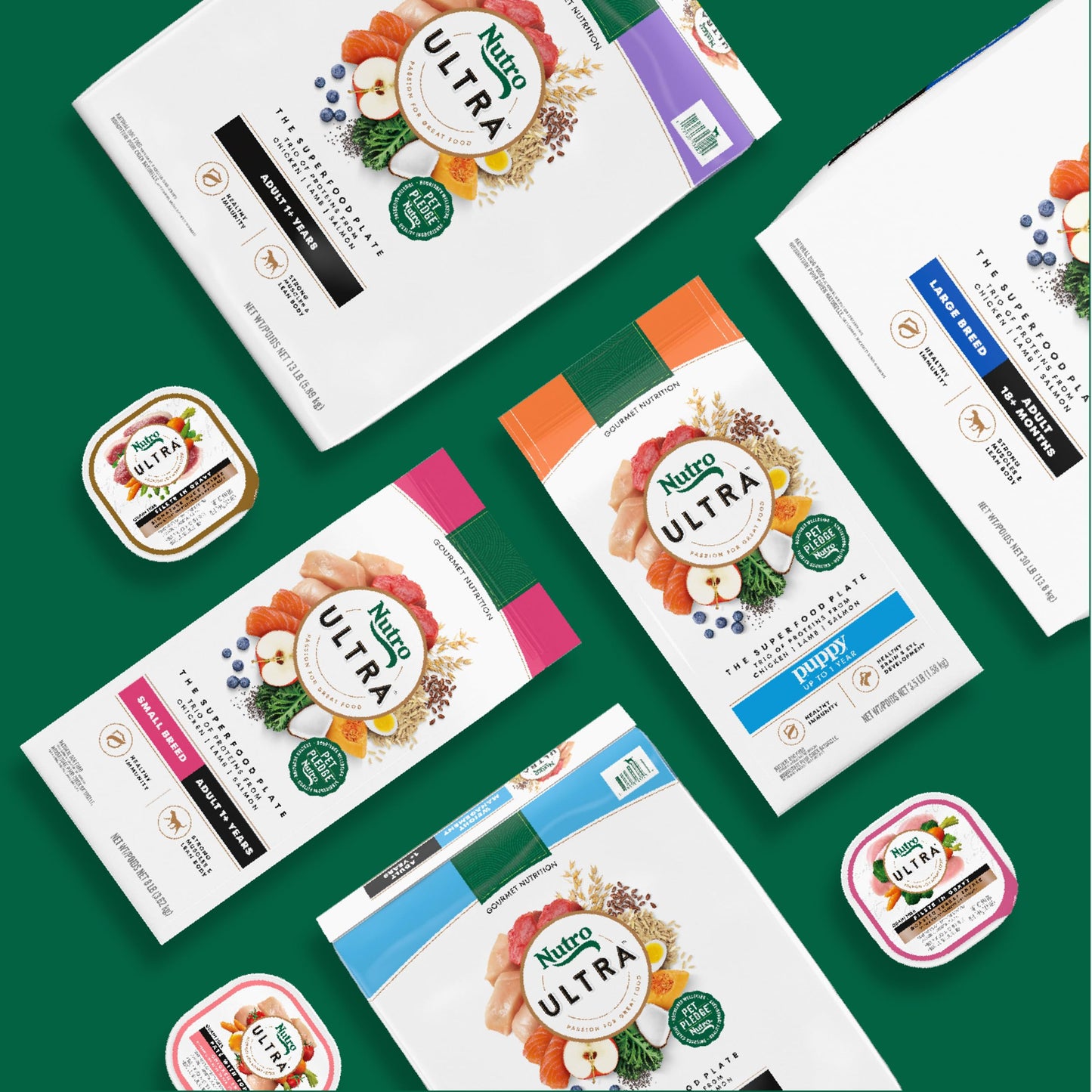 Nutro Ultra Wet Dog Food Senior Pate Trio of Proteins Chicken, Lamb & Whitefish, 3.5 oz. Trays (24 Count, Pack of 1)