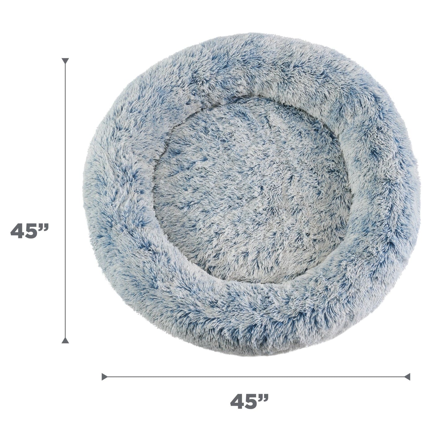 Best Friends by Sheri Original Calming Donut Dog and Cat Bed, Shag Faux Fur, Denim Blue, XL (45in x 45in) - Anxiety Relief for Pets Up to 150 lbs