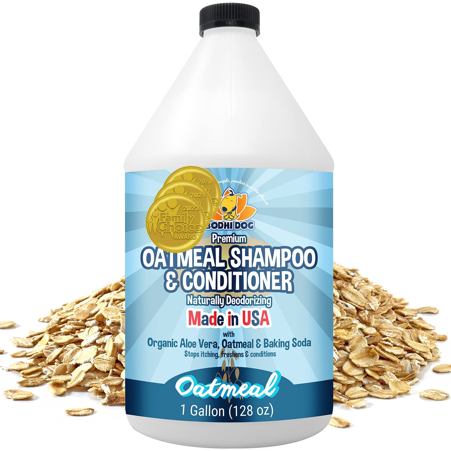 Bodhi Dog Organic Oatmeal Dog Shampoo & Conditioner - Hypoallergenic Formula - Naturally Deodorize Dogs, Cats & Pets - Moisturizes Dry, Itchy & Sensitive Skin - Made in USA (1 Gallon)