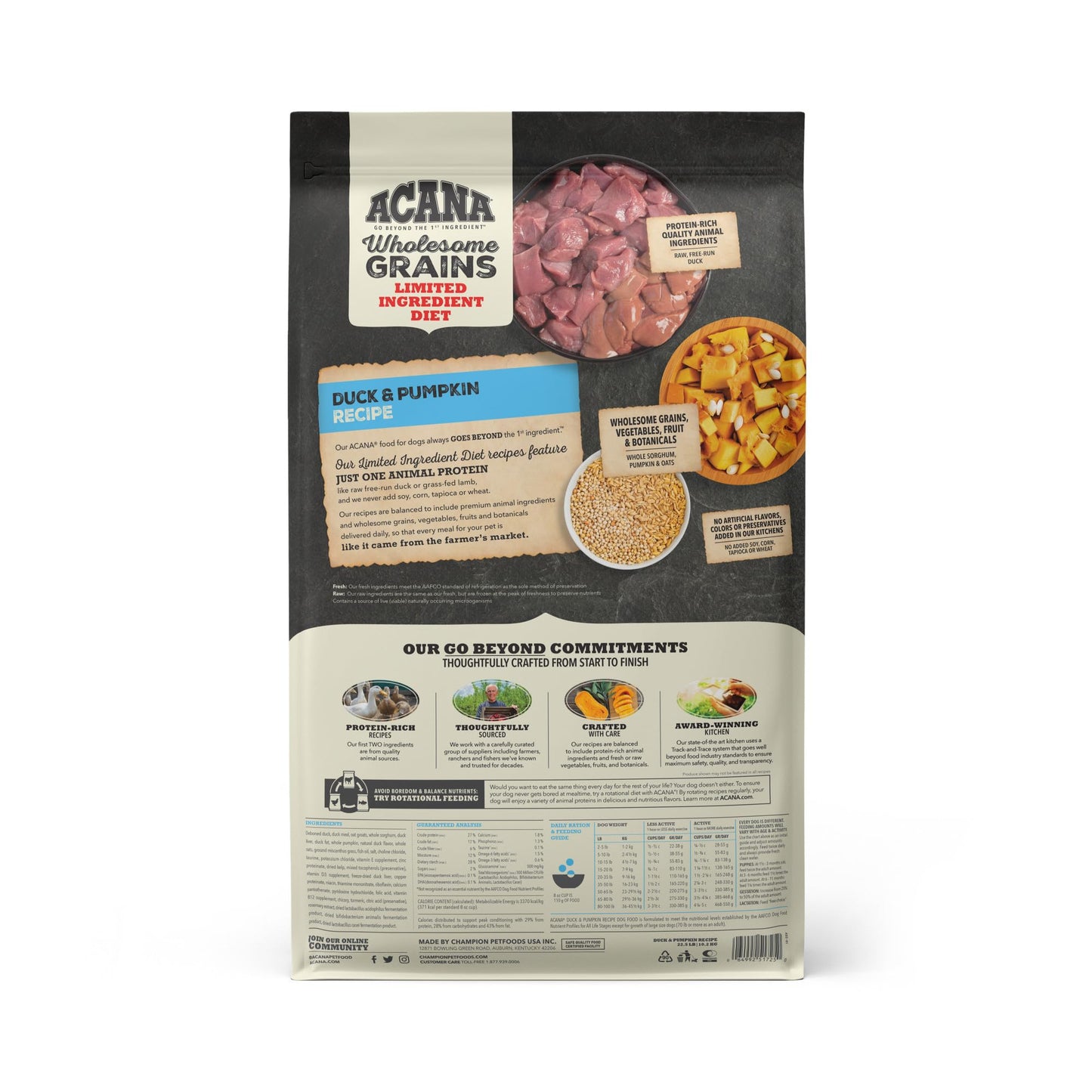 ACANA Wholesome Grains Dry Dog Food Limited Ingredient Duck & Pumpkin Recipe 22.5lb Bag