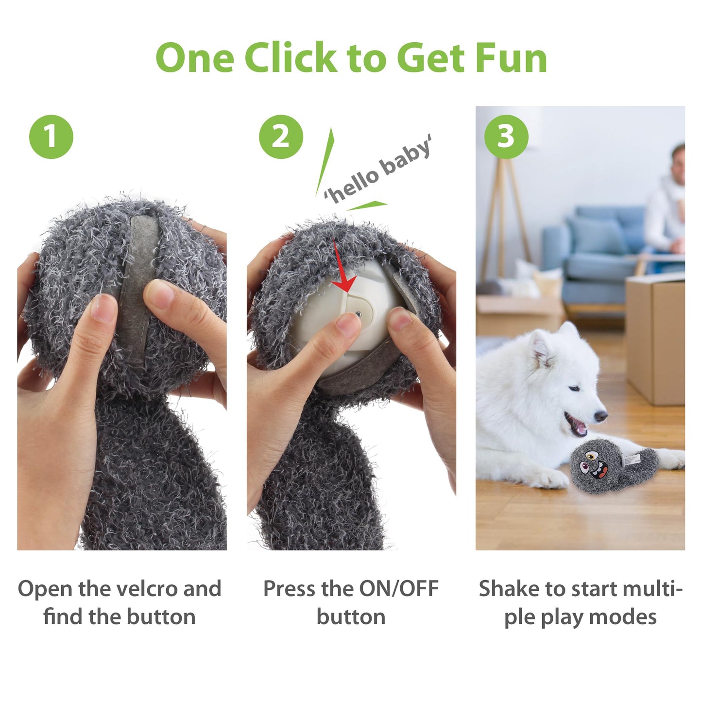 PETGEEK Interactive Dog Ball Toy, Automatic Dog Toys with Music and Recording, Rechargeable Vibrating Dogs Ball for Small/Medium/Large Sizes, Enrichment Toy for Doggy to Keep Them Busy (Brown)