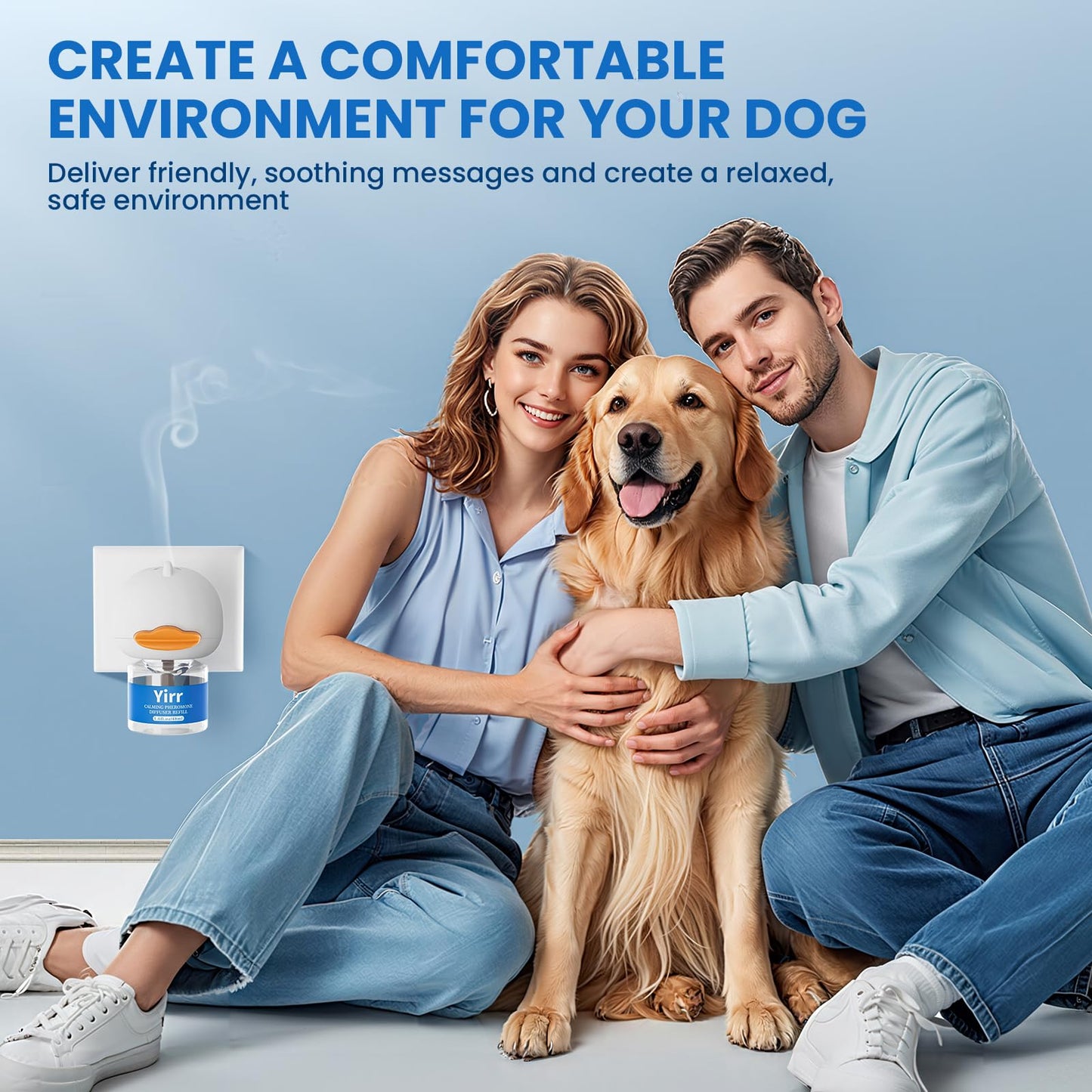 Yirr Dog Calming Diffuser, 6 in 1 Puppy Pheromones Calming Diffuser, Relaxing Pheromone for Dogs Relief Stress Anxiety Fighting Scratching Barking, Help Train Dog to Pee, 3 Diffuser 3 Refill(48ml)