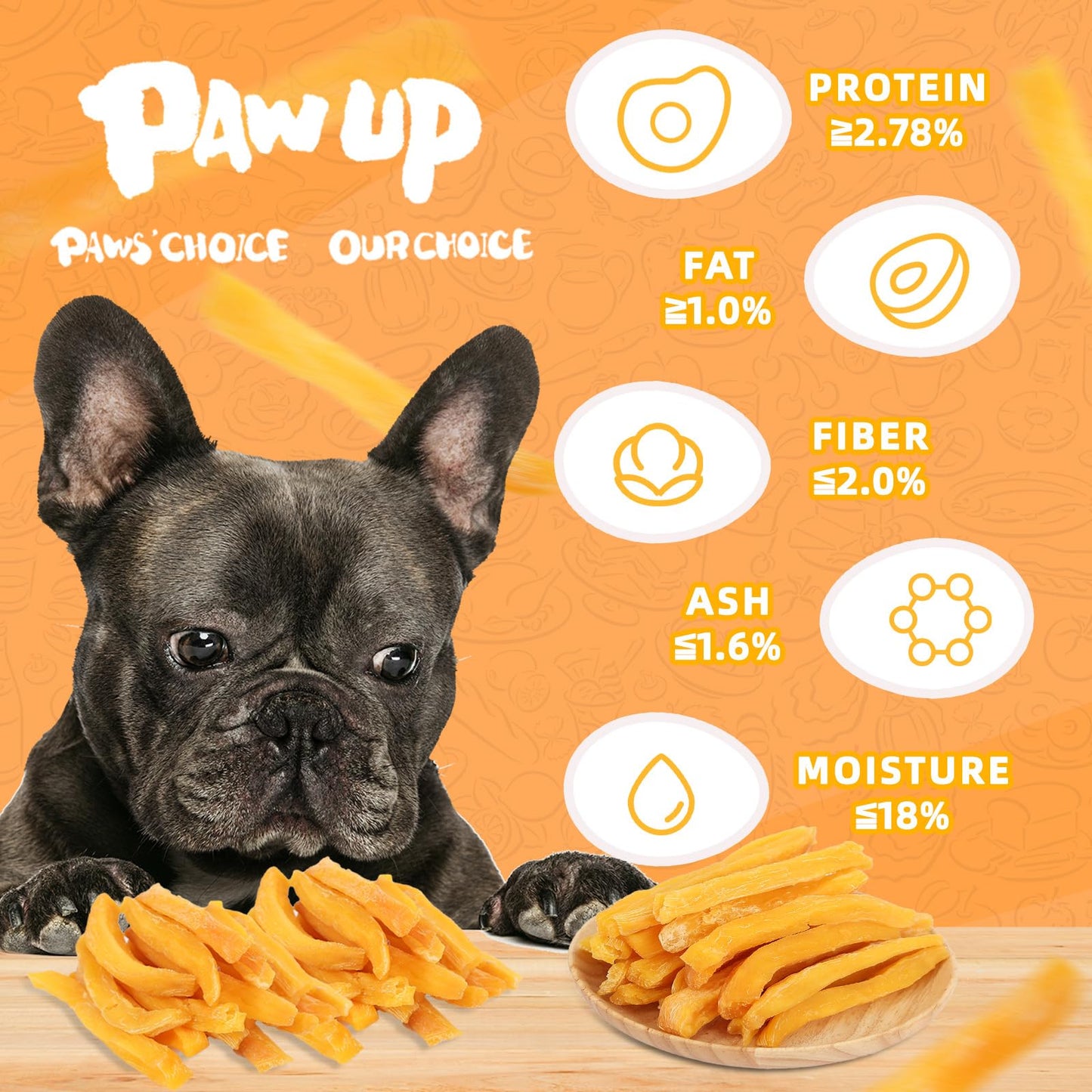 PAWUP Sweet Potato Dog Treat Soft, Chicken Jerky Dog Treats w/Taurine Dog Training Treats for Small Medium Large Dog