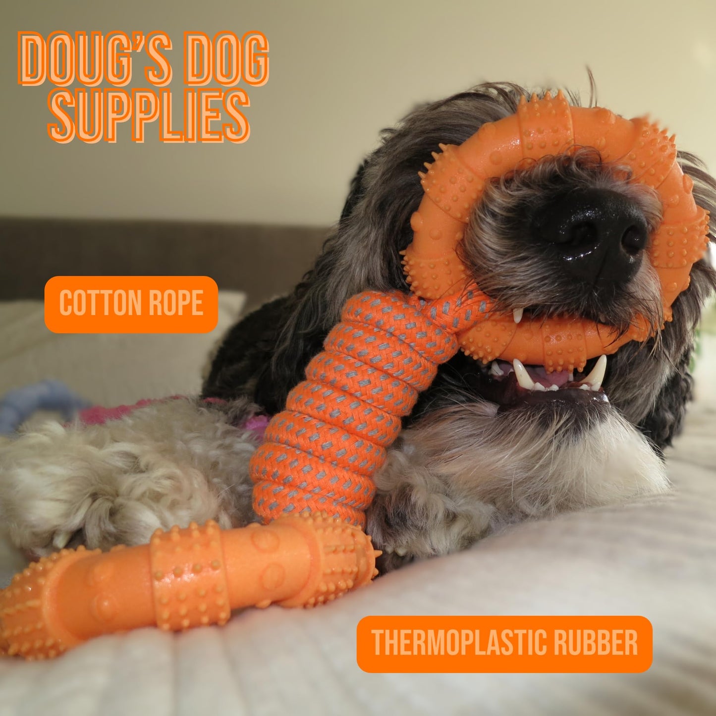 Doug's Dog Supplies Ring Rope Toy – Tug of War Toy for Medium & Large Dogs | Tug & Play Dog Toy