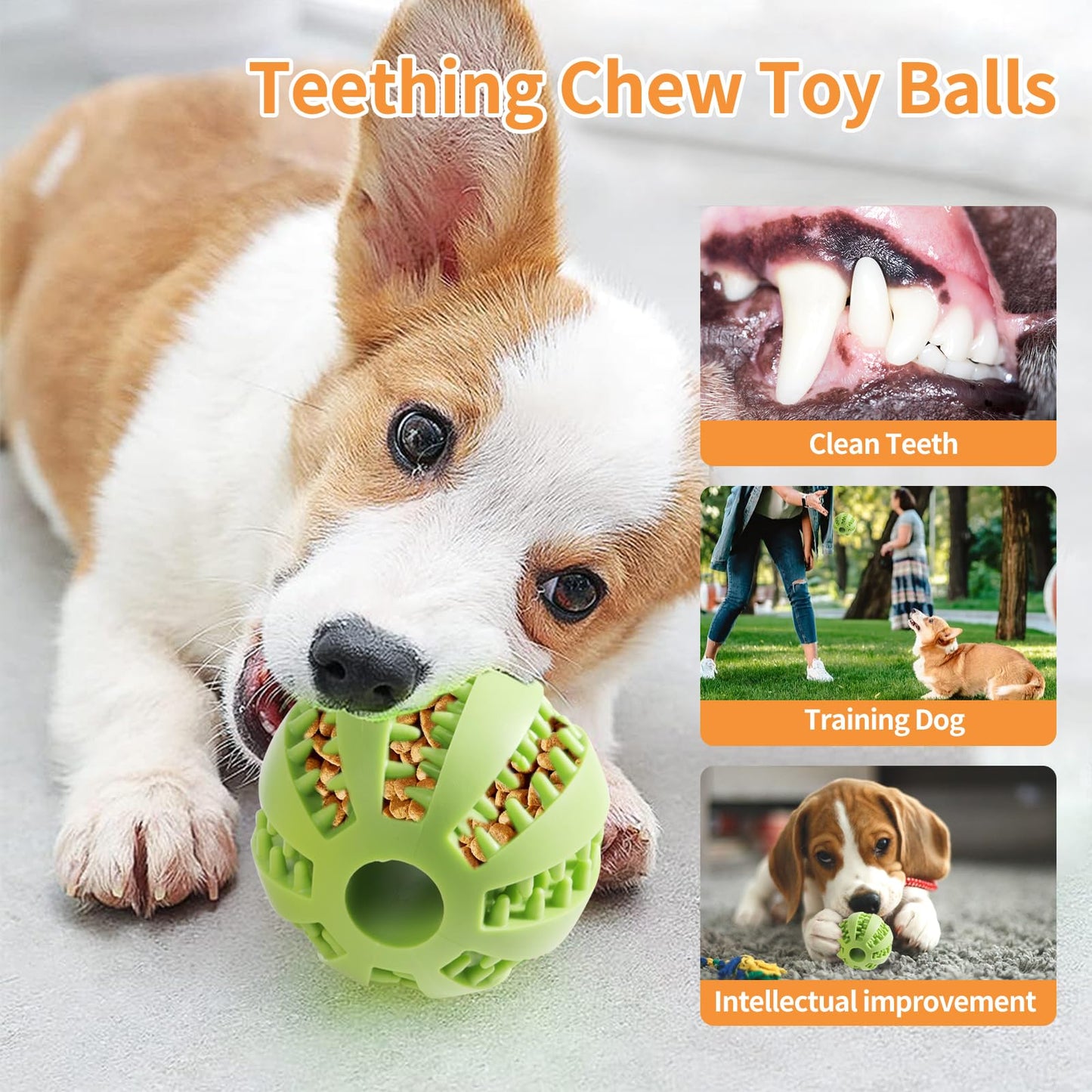 Zividodo Interactive Dog Toys, Dog Puzzle Ball, Pet Chew Relieves Anxiety, Cleans Teeth,Dog Toys to Keep Them Busy,Outdoor Dog Entertainment for Small and Medium Dogs (3 Pcs)