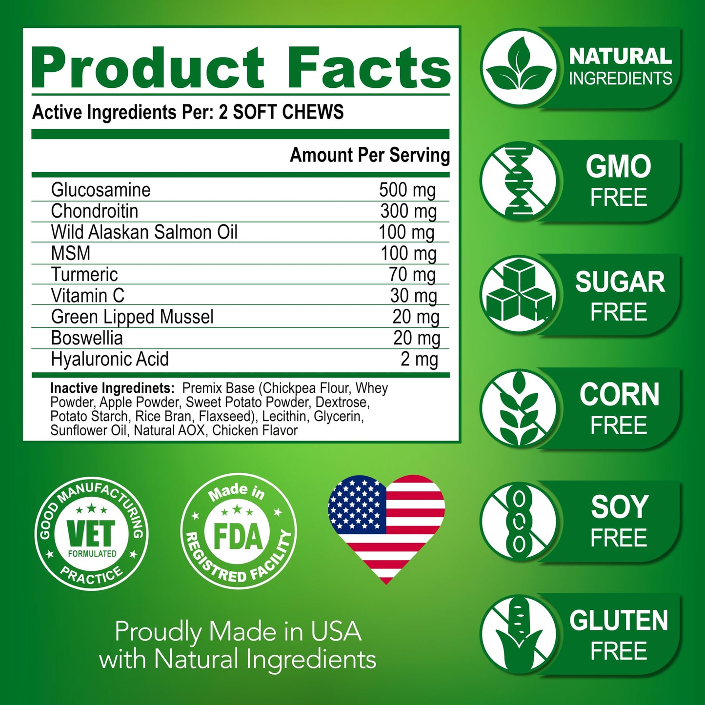 Advanced Glucosamine for Dogs - 170 Chews - Senior Hip and Joint Supplement for Dogs - Glucosamine Chondroitin - Dog Joint Health Pain Relief Pills - MSM - Mobility Support Supplement - Made in USA