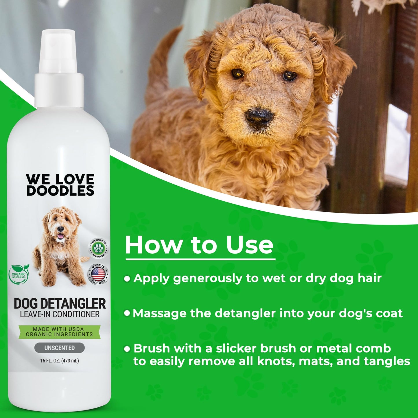 We Love Doodles Premium Oatmeal Shampoo & Detangler Spray for Dogs - Gentle For Itchy & Sensitive Skin, Soothing for Dry Skin, Moisturizing Anti-Itch, Leave-in Conditioner Tangle Remover - Made in USA