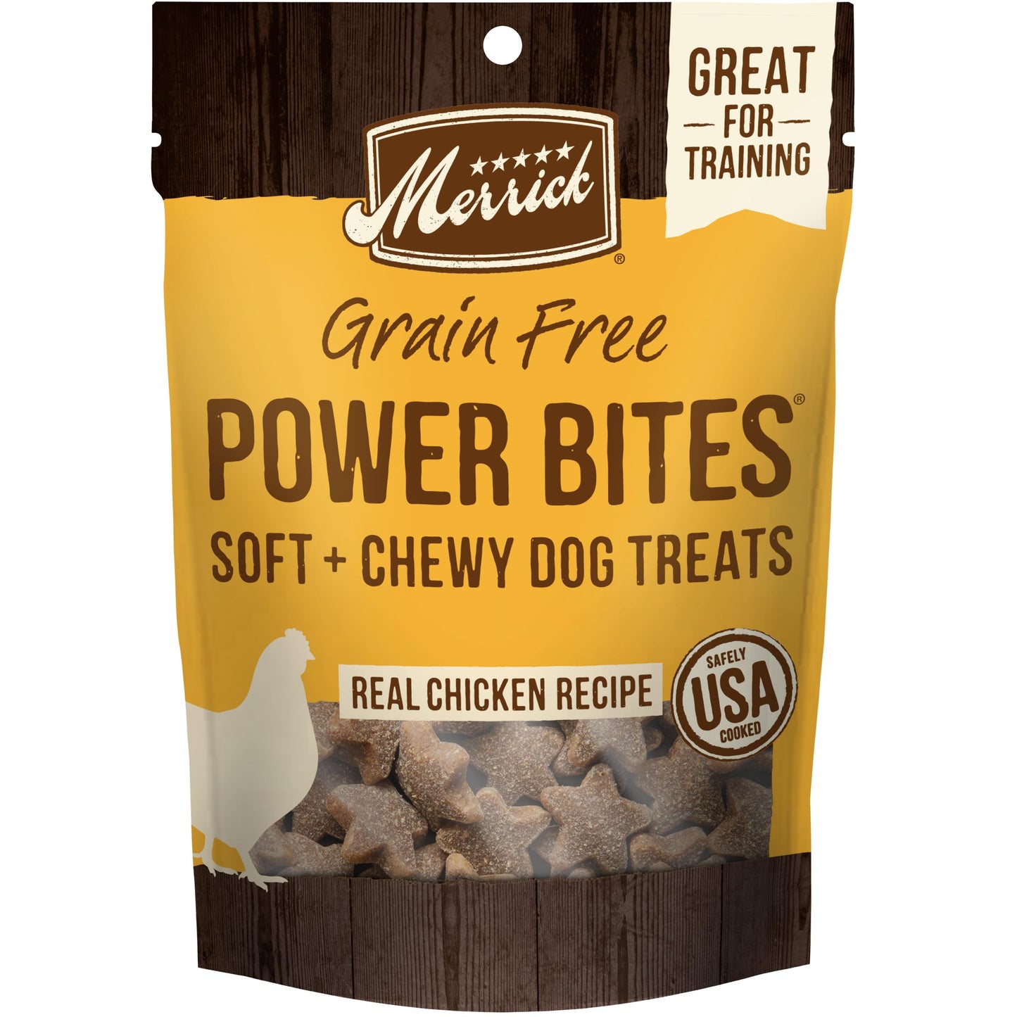 Merrick Power Bites Natural Soft And Chewy Real Meat Dog Treats, Grain Free Snack With Real Chicken Recipe - 6 oz. Bag