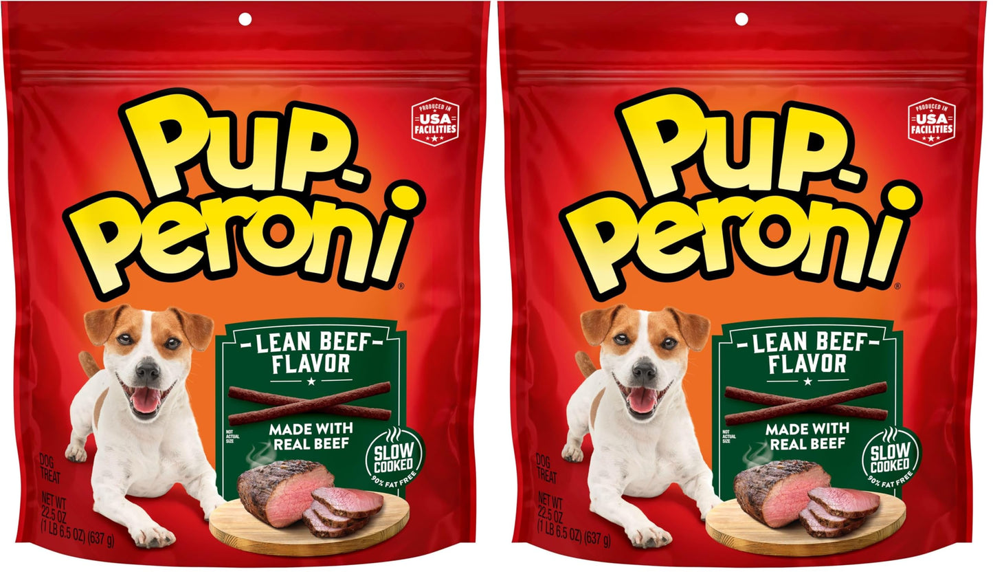 Pup-Peroni Dog Treats, Lean Beef Flavor, 22.5 Ounce, Made with Real Beef, 90% Fat Free (Pack of 2)