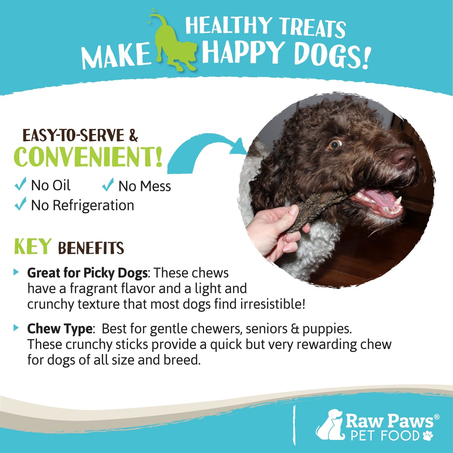Raw Paws Green Beef Tripe Sticks for Dogs - 6-Inch (5-Count) - Packed in USA - Dried Tripe Dog Treats from Free-Range, Cows No Added Antibiotics or Hormones - Dehydrated Beef Green Tripe for Dogs
