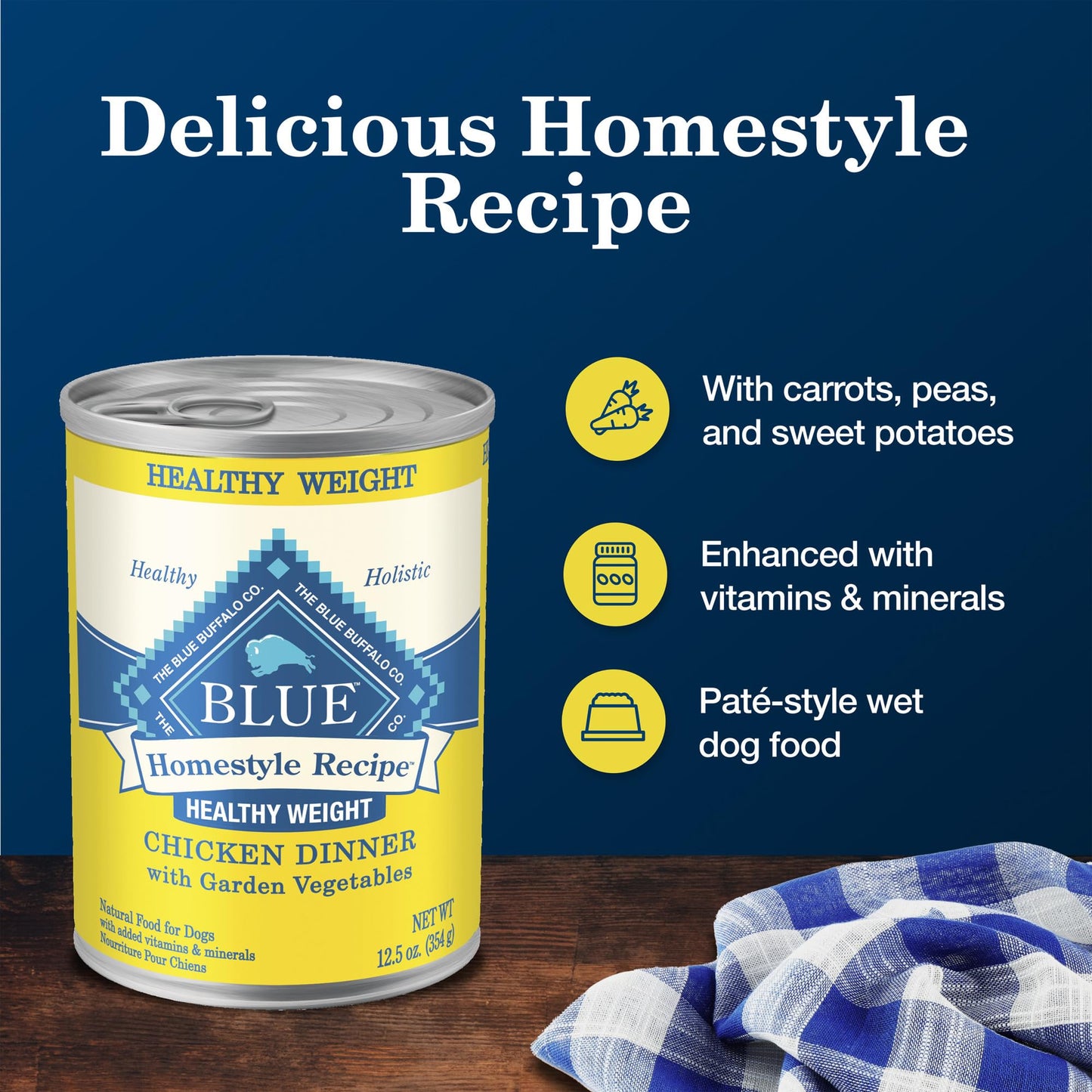 Blue Buffalo Homestyle Recipe Natural Adult Healthy Weight Wet Dog Food, Chicken 12.5-oz can (Pack of 12)