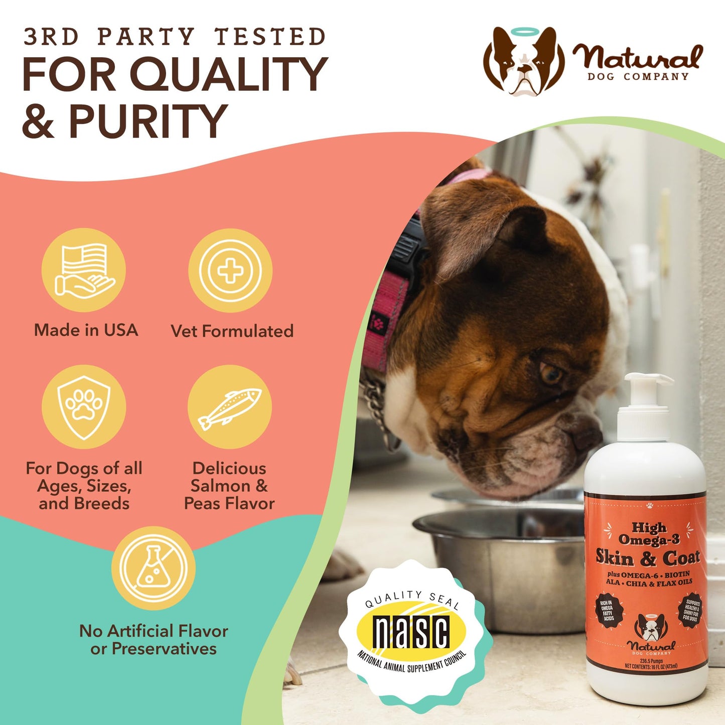 Natural Dog Company Healthy Joints, Skin and Coat Bundle for Dogs, Includes (1) Bottle Natural Dog Company Skin and Coat Oil, (1) Bottle Liquid Glucosamine, Food Topper, Dog's Fish Oil Supplement