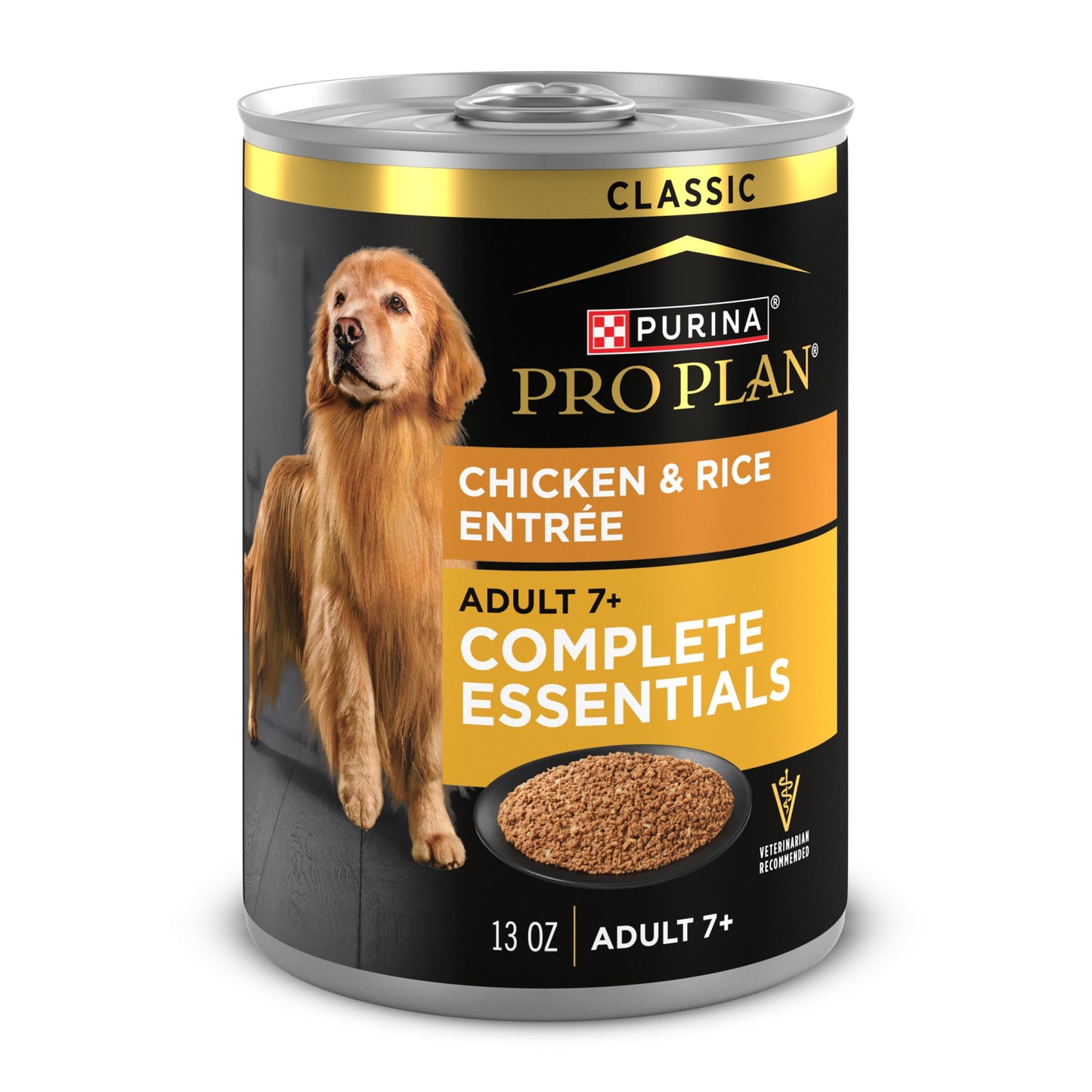 Purina Pro Plan Wet Dog Food For Senior Dogs Adult 7 Plus Chicken and Rice Entree Classic - (Pack of 12) 13 oz. Cans
