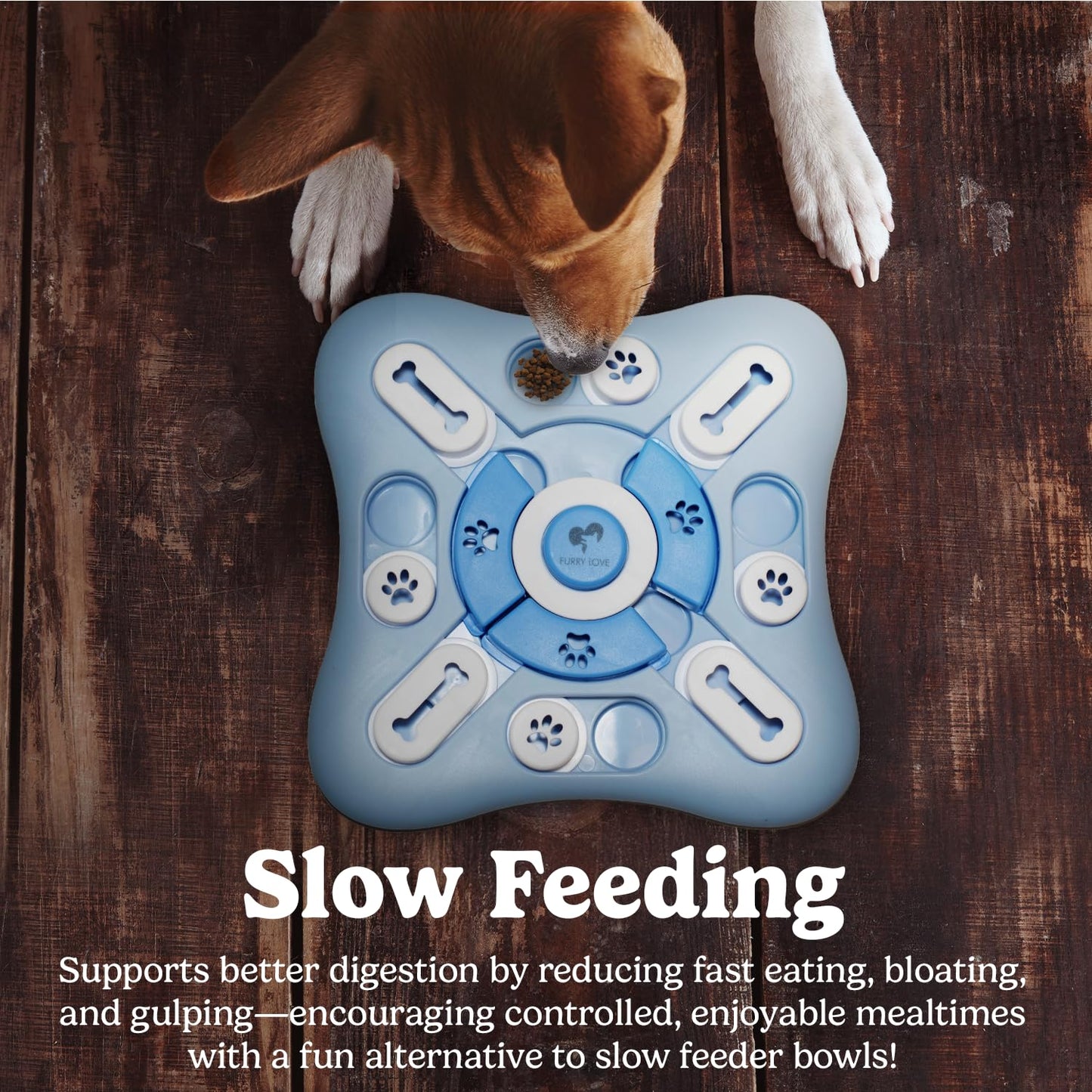FURRY LOVE - Dog Puzzle Food Feeder | Level 3 IQ Training Toy for Small/Medium/Large Dogs | Mental Enrichment & Aggressive Chewer Gift | Interactive Treat Puzzle -Blue