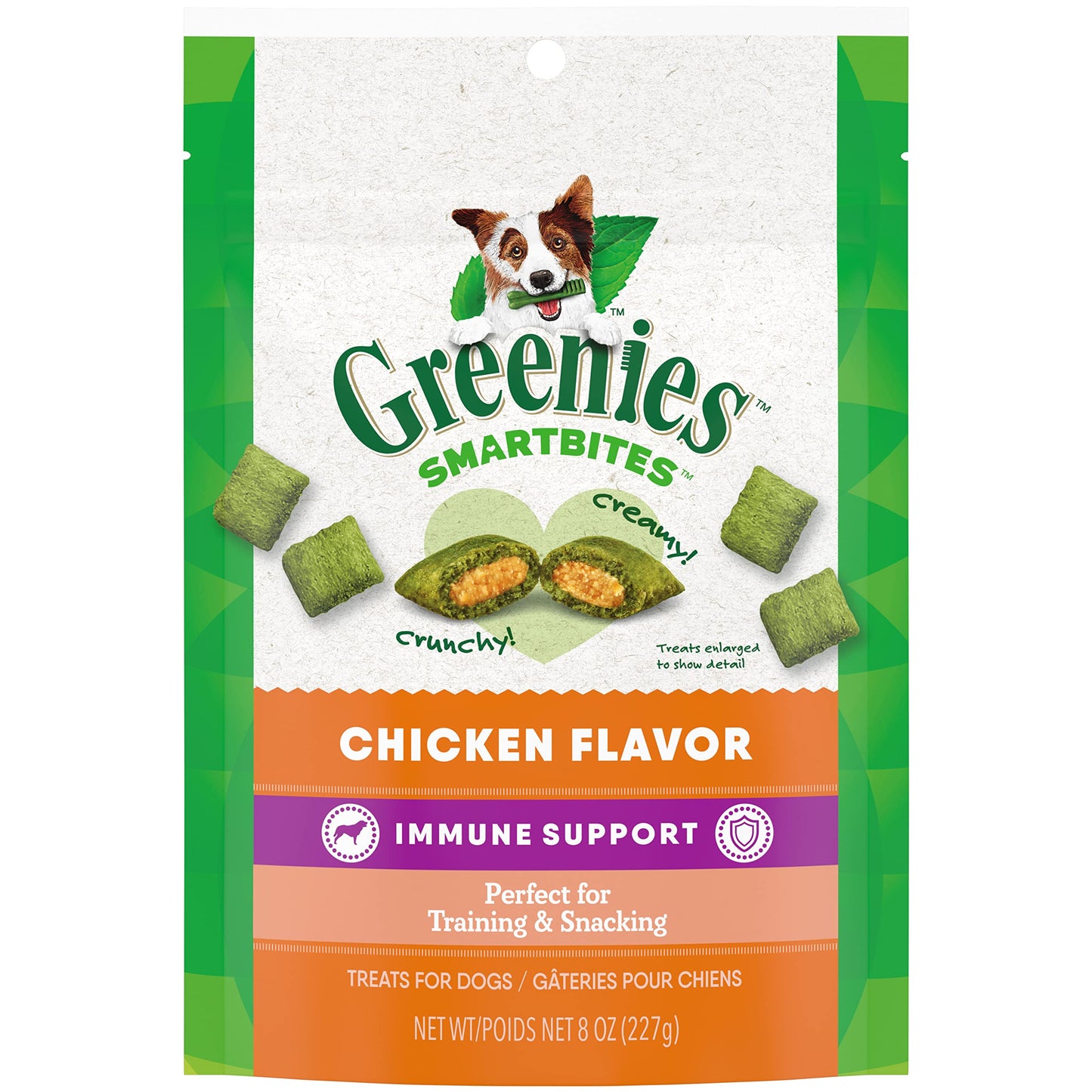 Greenies Smartbites Immune Support Crunchy & Soft Dog Treats, Chicken Flavor, 8 oz. Pack
